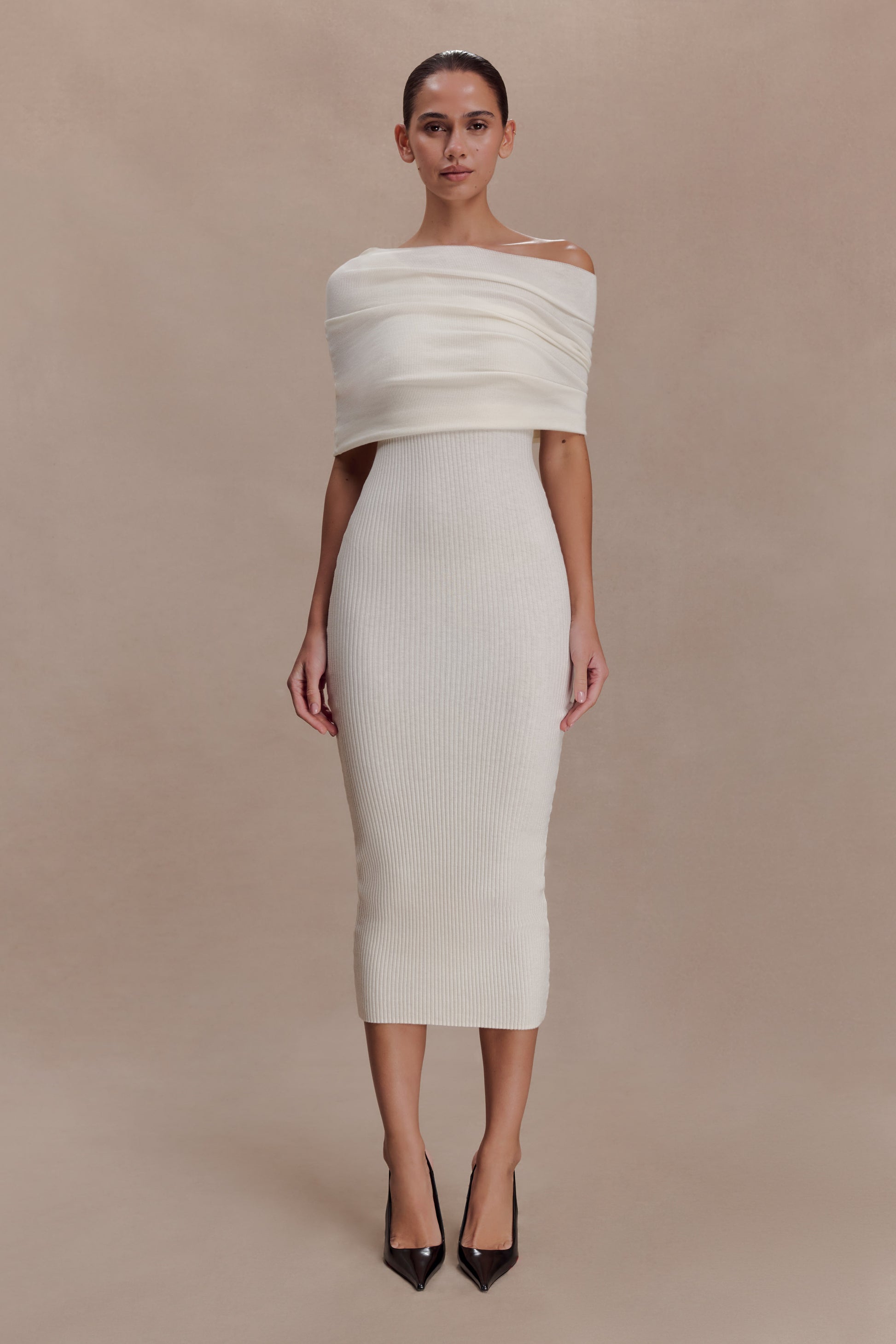 Zandie Cashmere Blend Knit Midi Dress - Ivory #2