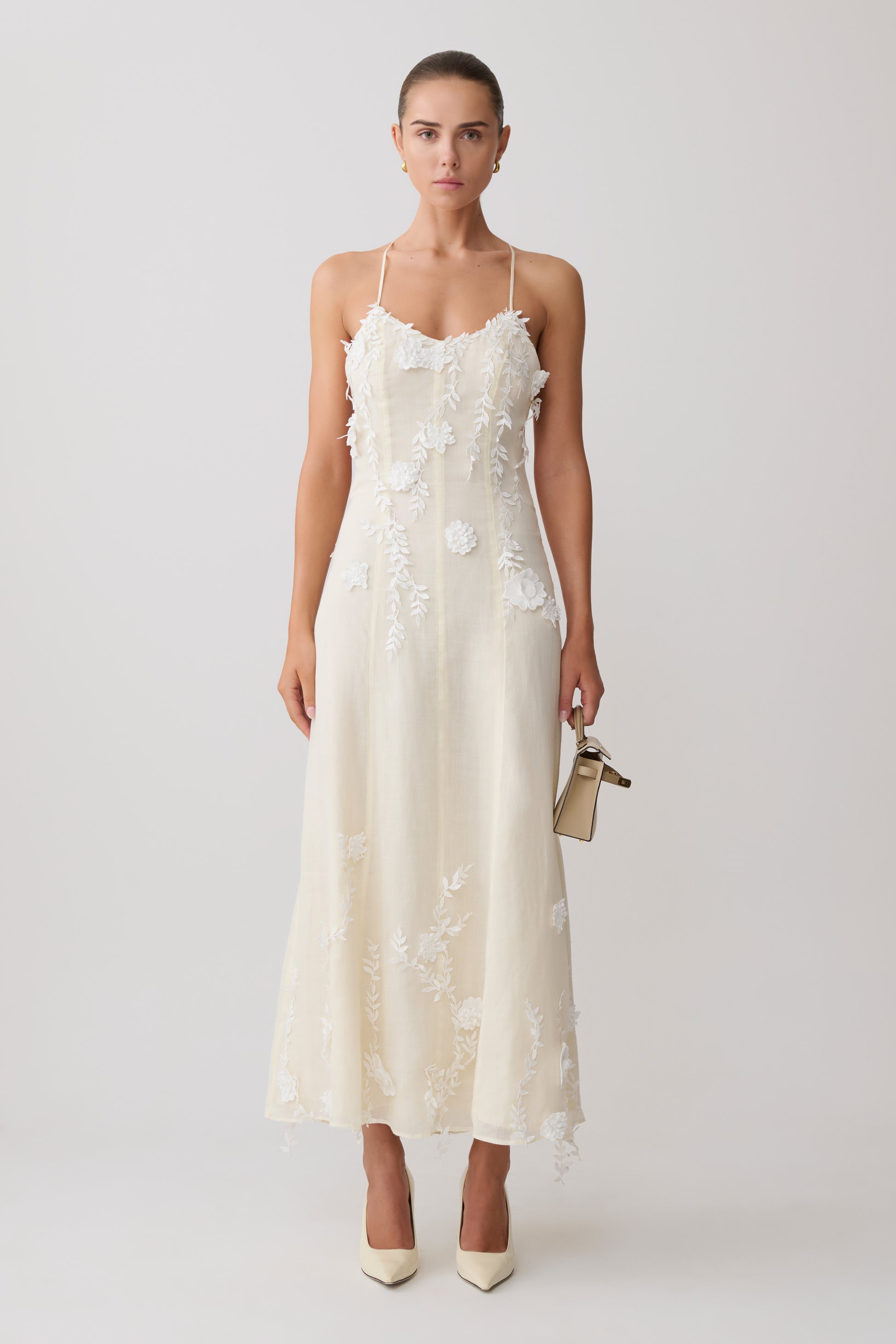 Odette Floral Lace Midi Dress - Buttermilk #4