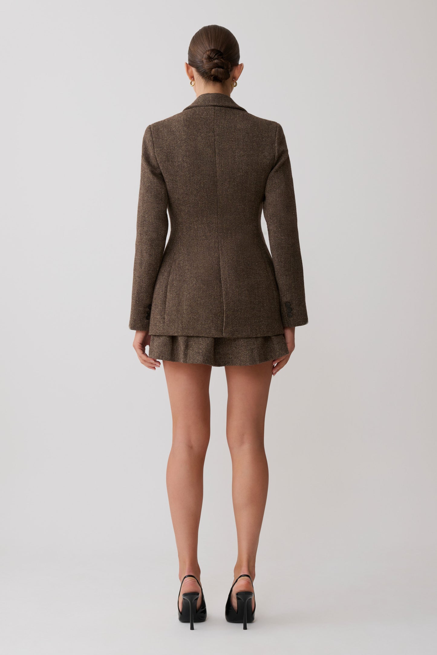 Romy Mini Skirt With Hardware - Herringbone