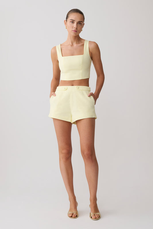 Josephine Cotton Shorts With Waistbands - Lemon