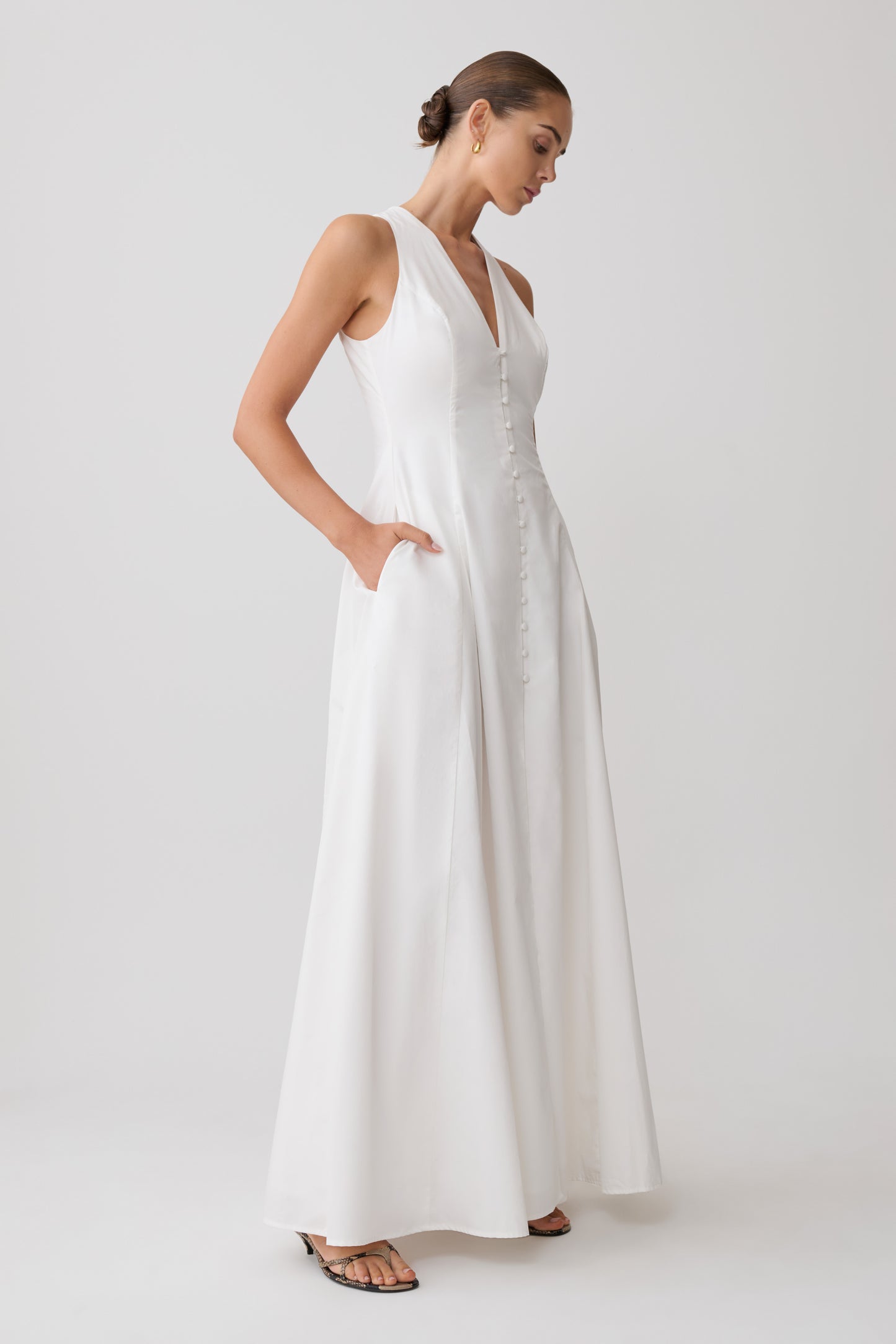Sienna Button Down Maxi Dress - White