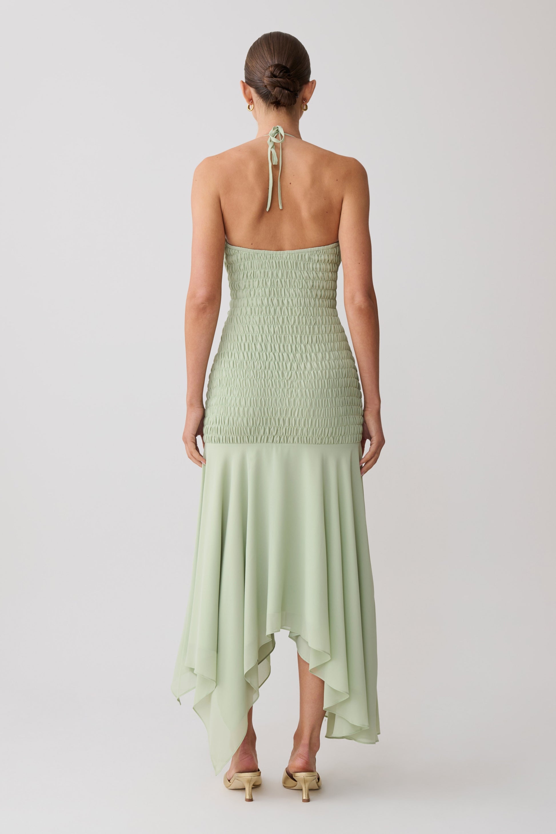Evelyn Shirred Chiffon Maxi Dress - Sage #2
