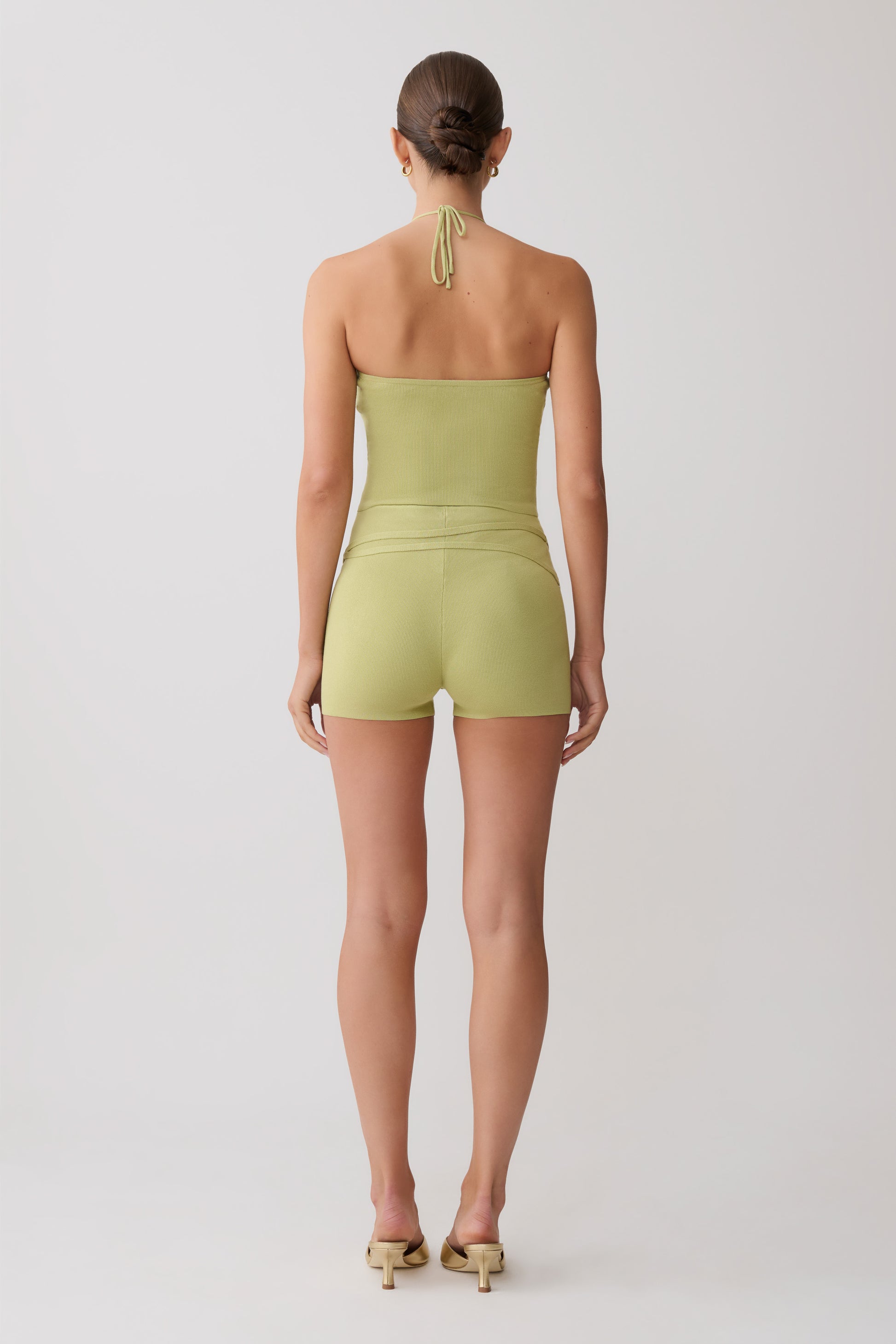 Dimitri Mini Knit Shorts With Belt - Light Olive #2