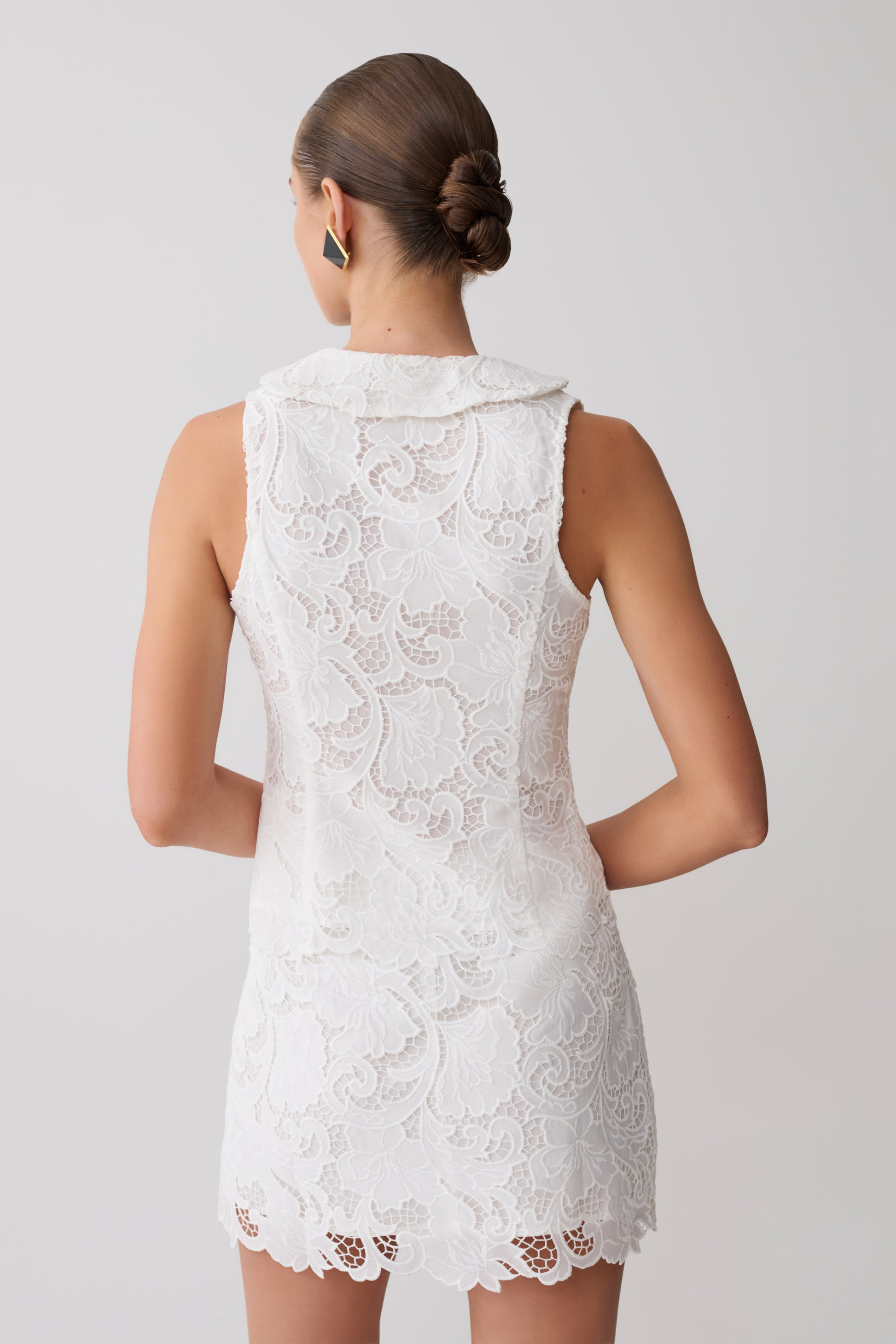 Tessa Broderie Tie Front Sleeveless Top - White #2