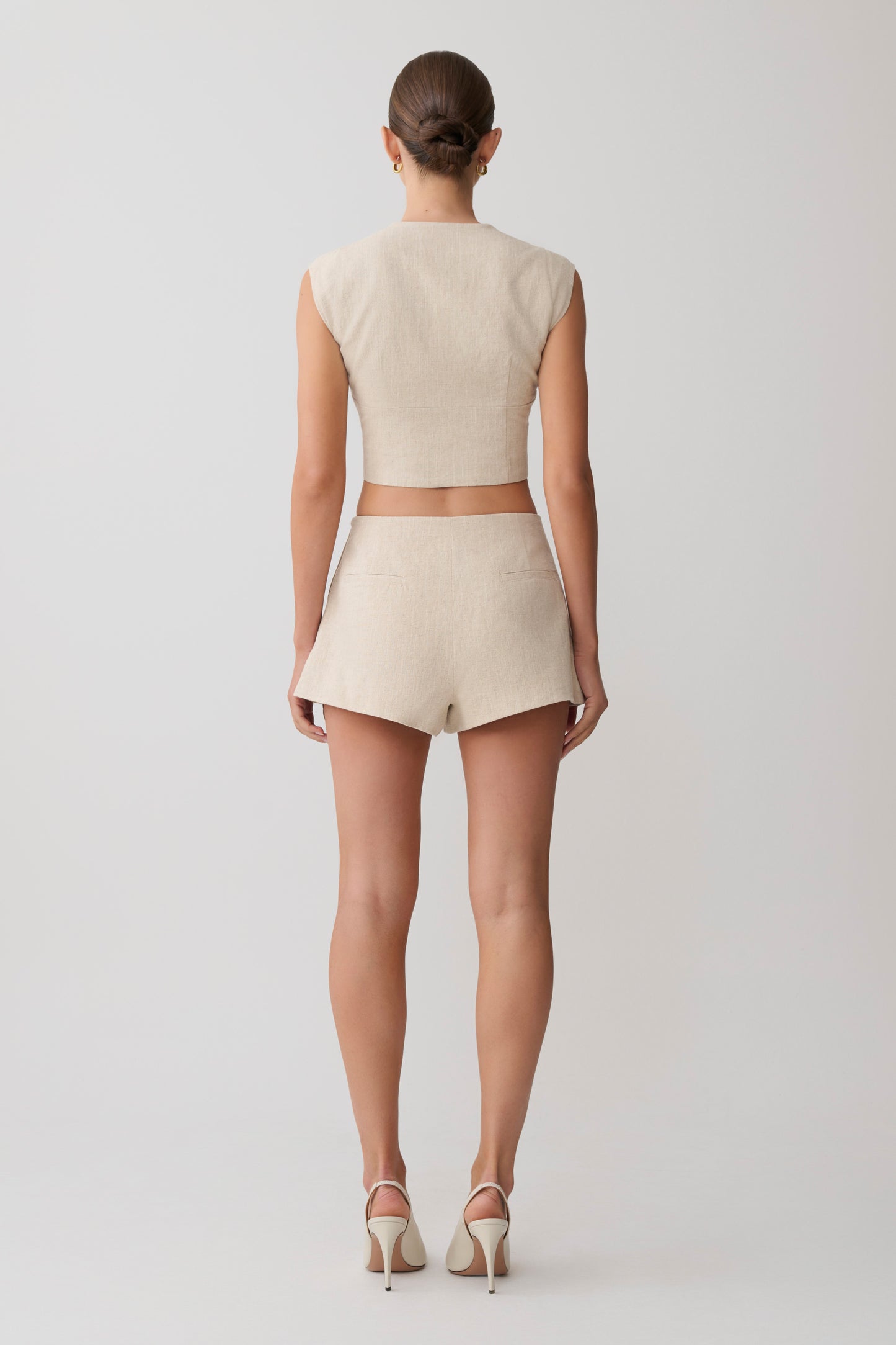Anahita Tie Front Linen Short - Natural