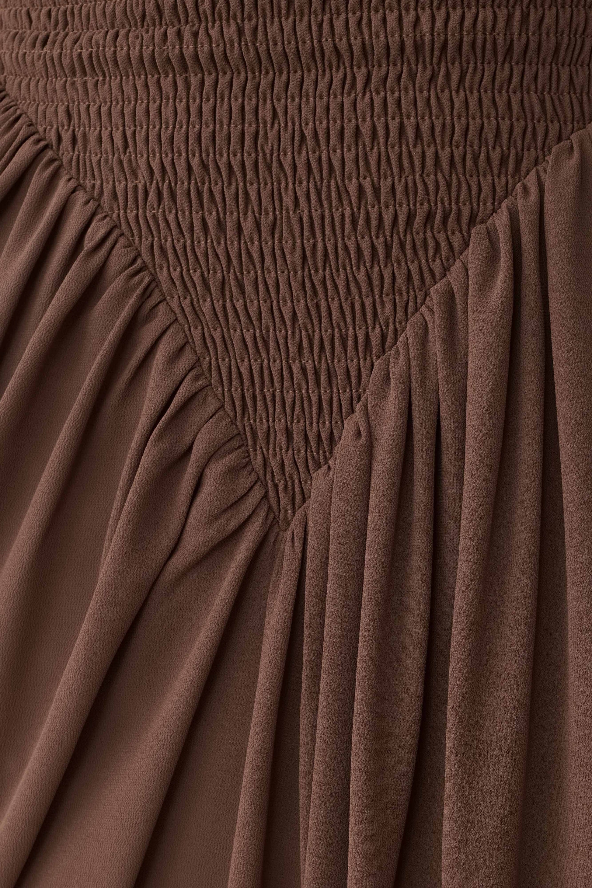 Nola Shirred Asymmetric Midi Dress - Mocha #7