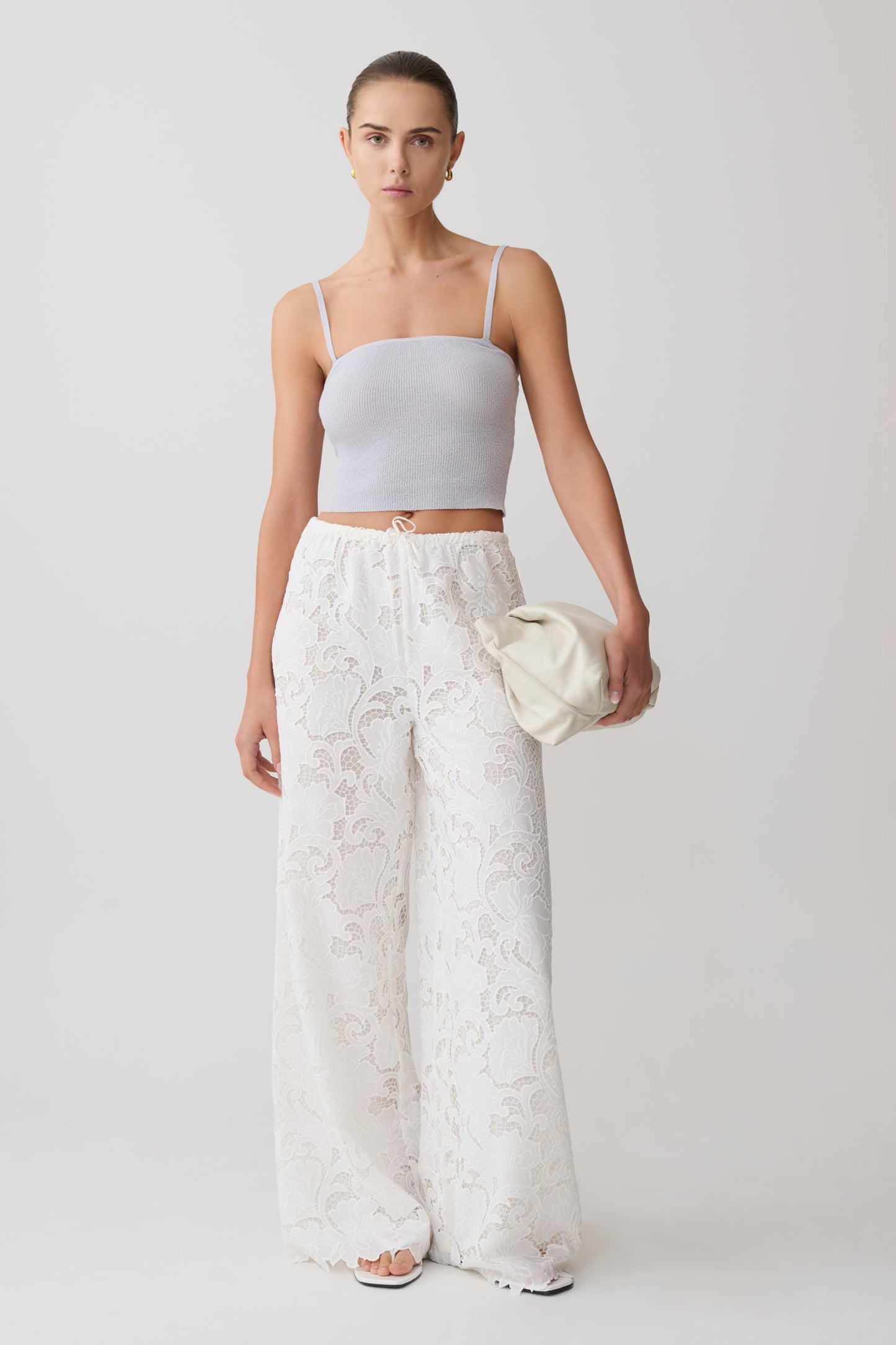 Tessa Broderie Straight Leg Pants - White