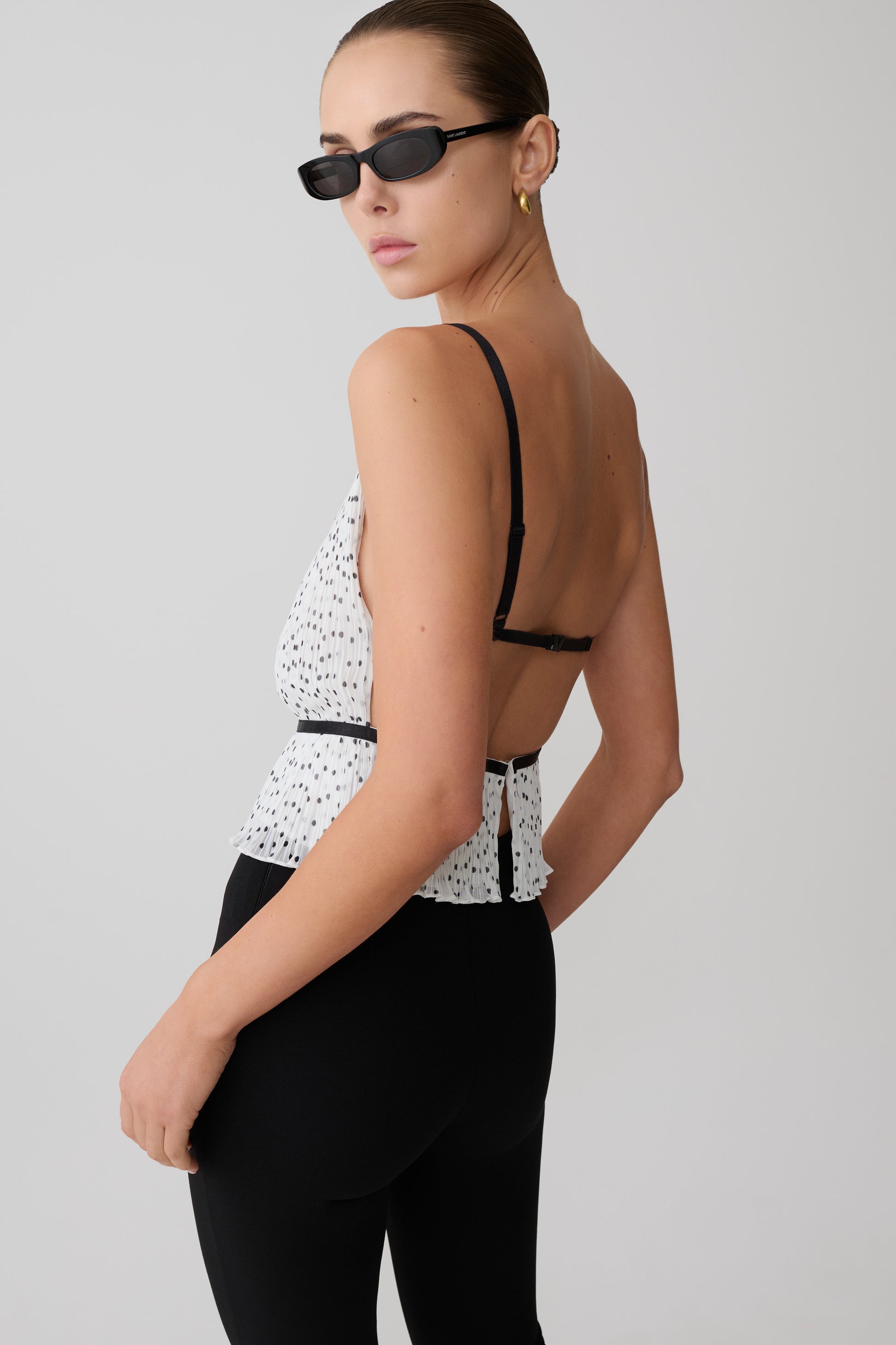 Lilou Pleated Sleeveless Top - Polka Dot #3