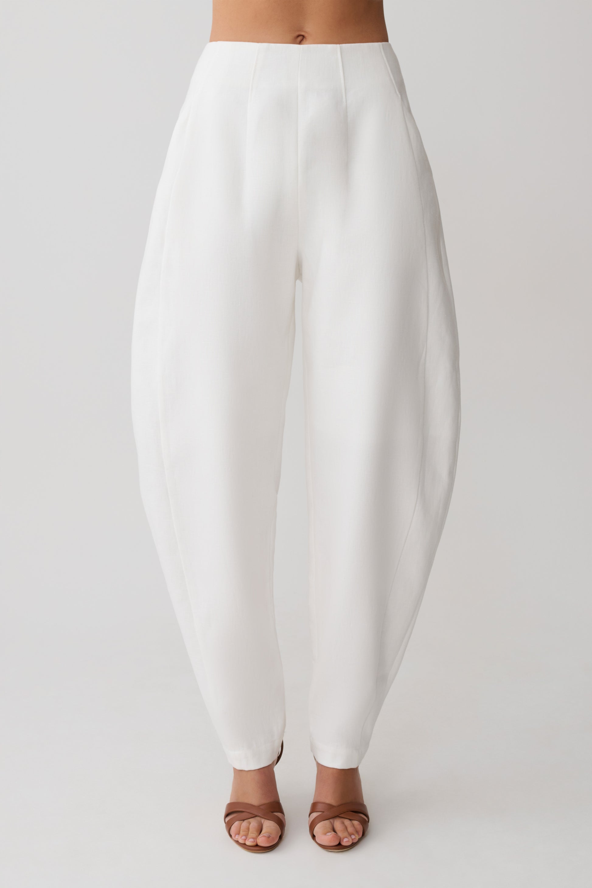 Oriana Linen Oversize Pants - White #12