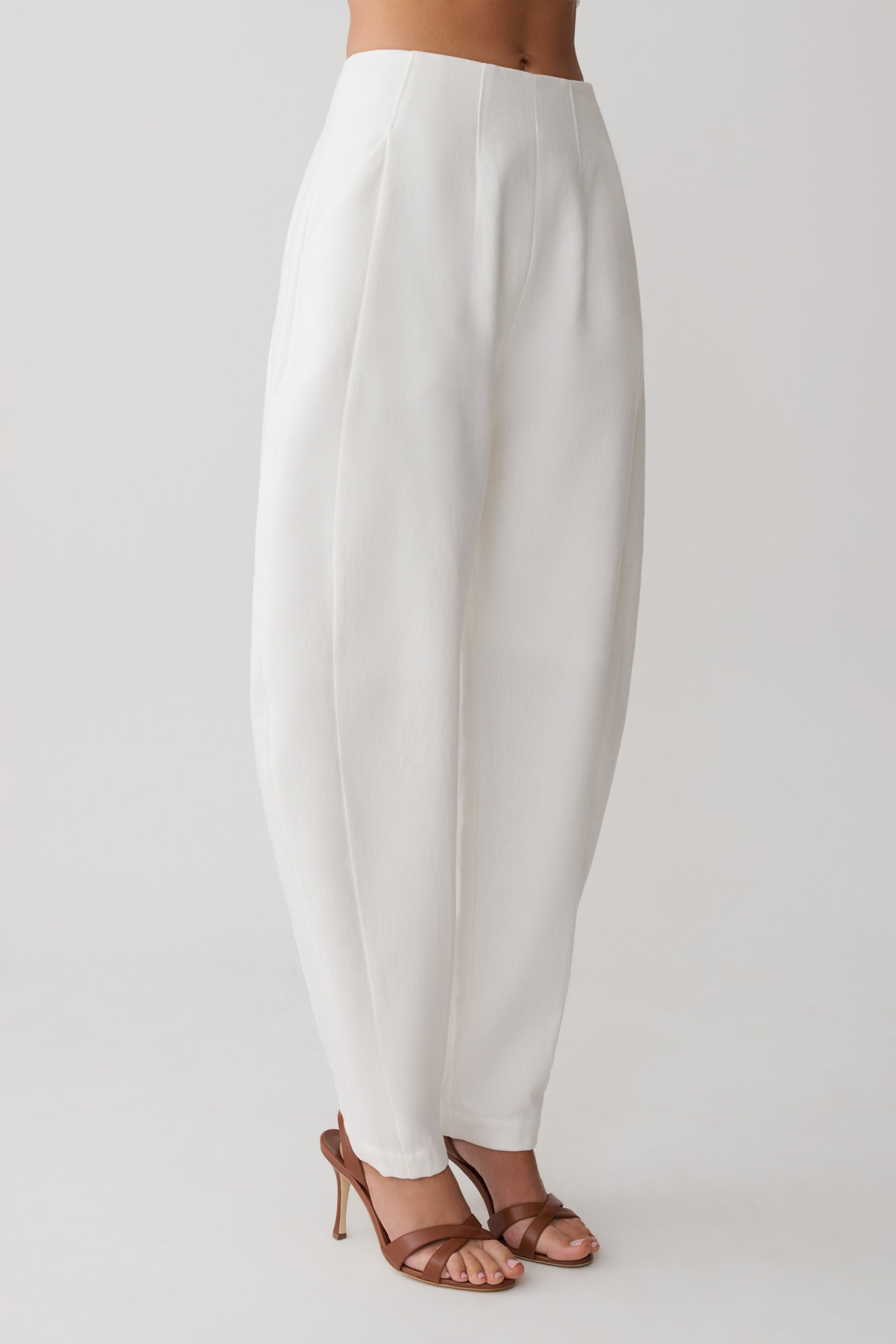 Oriana Linen Oversize Pants - White #5
