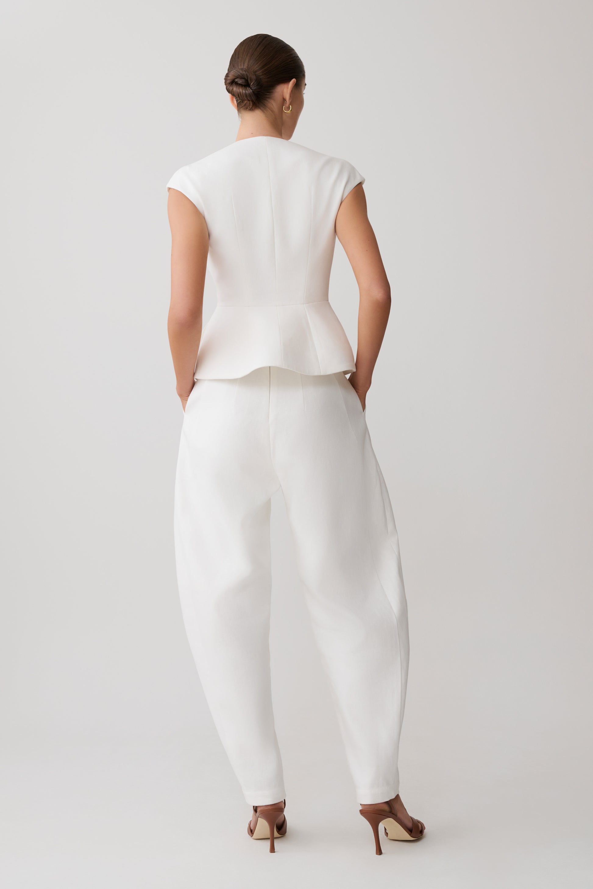 Oriana Linen Oversize Pants - White #3