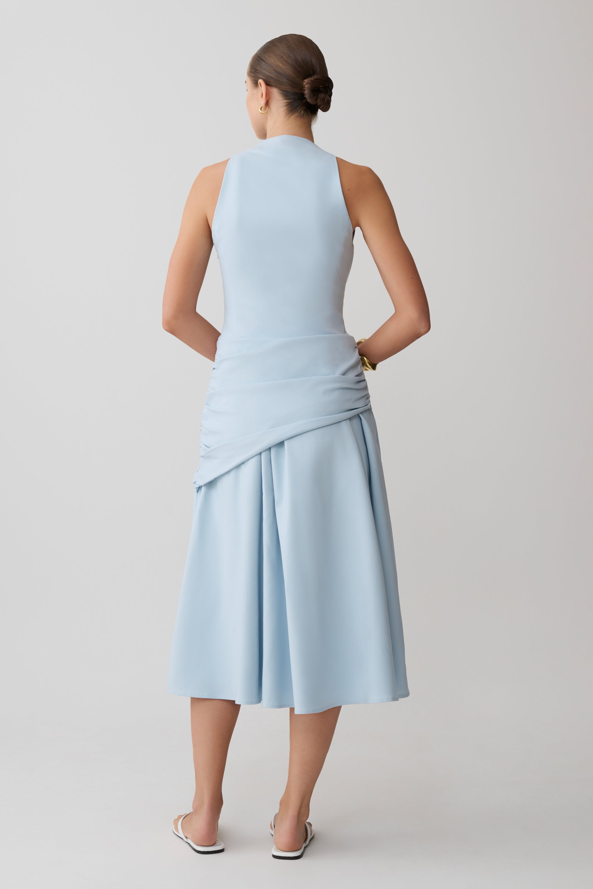 Emily Wrapped Waist Midi Dress - Sky Blue #2