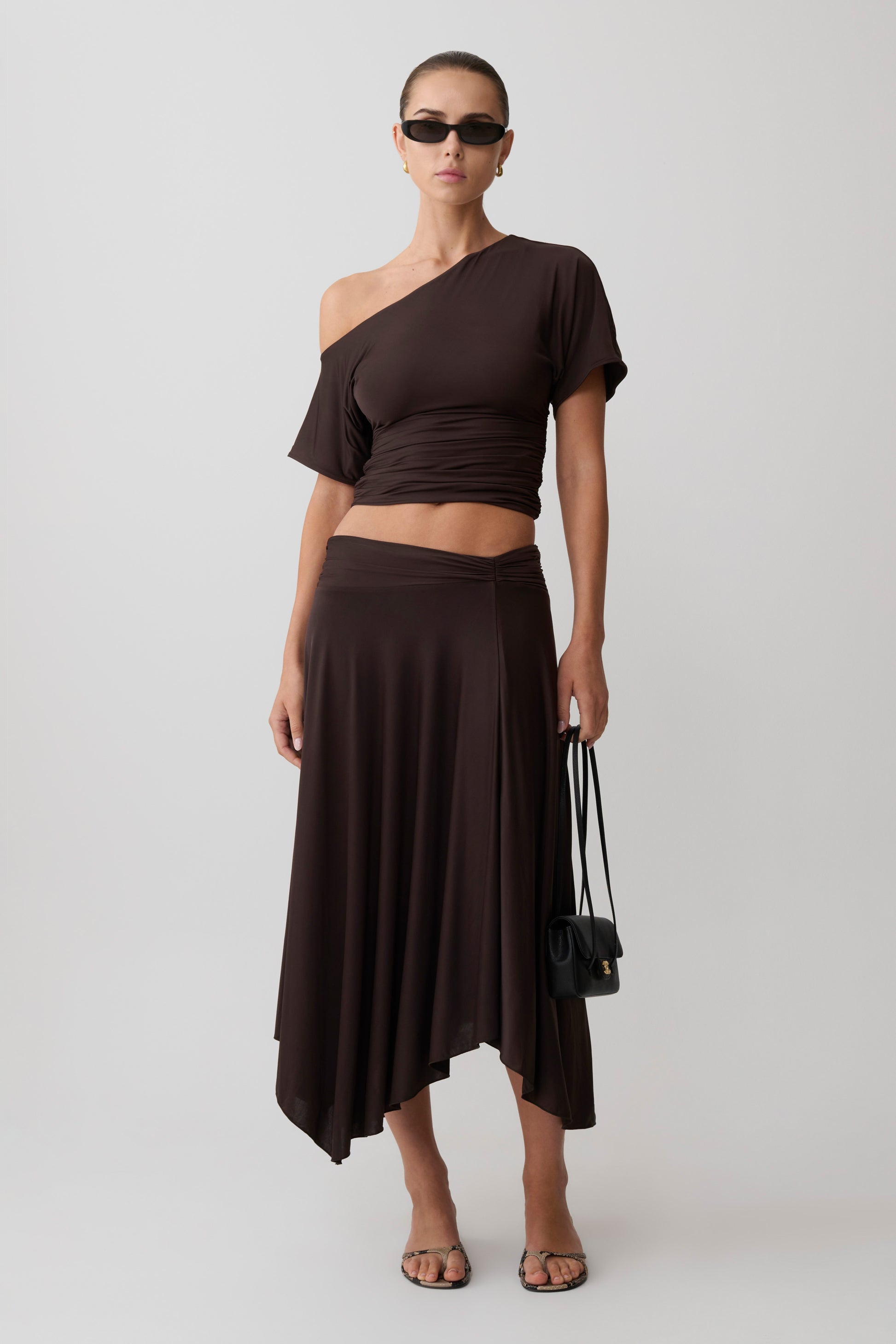 Luu Off Shoulder Slinky Top - Dark Chocolate #7