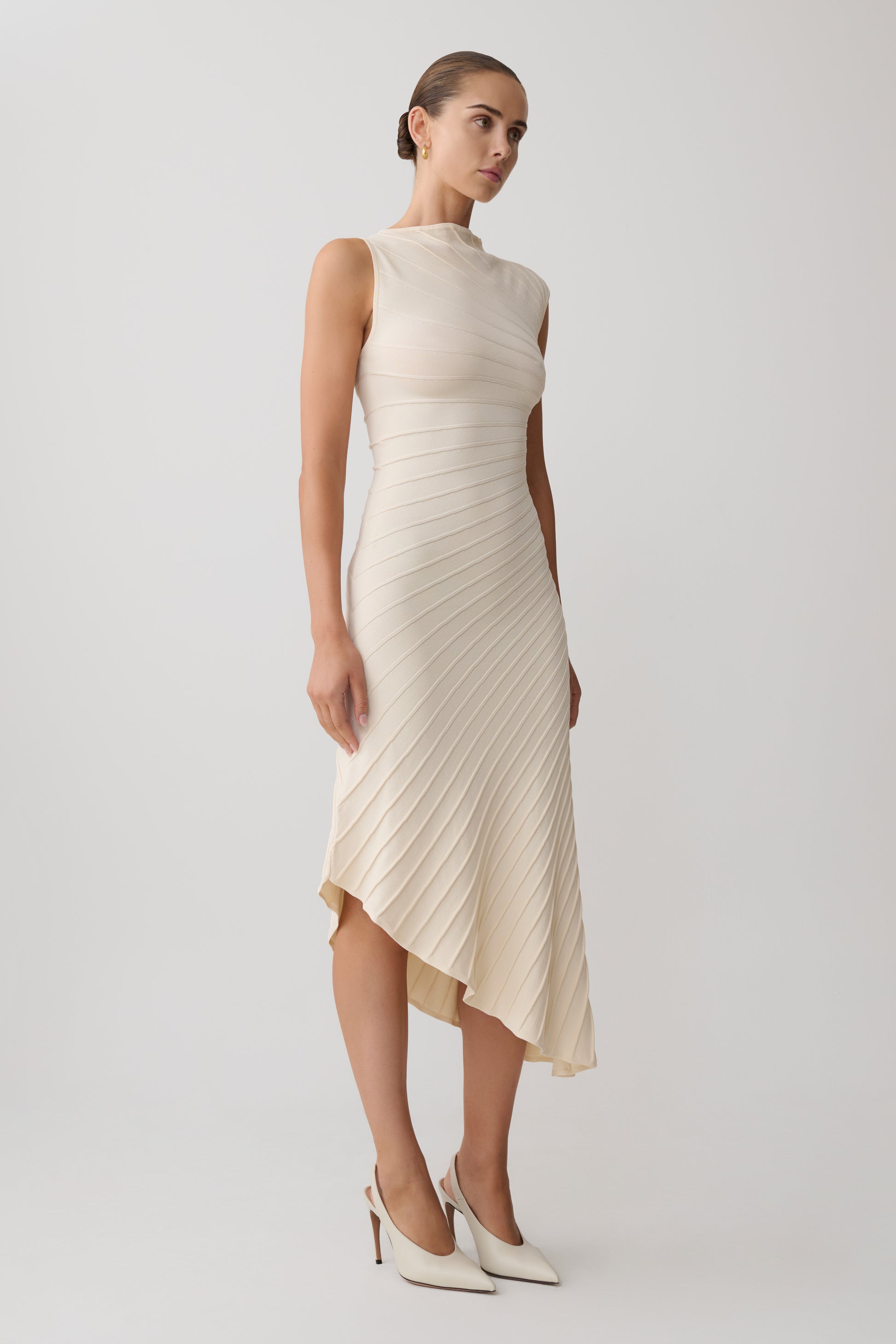 Milasandra Pleated Knit Dress - Ivory #4