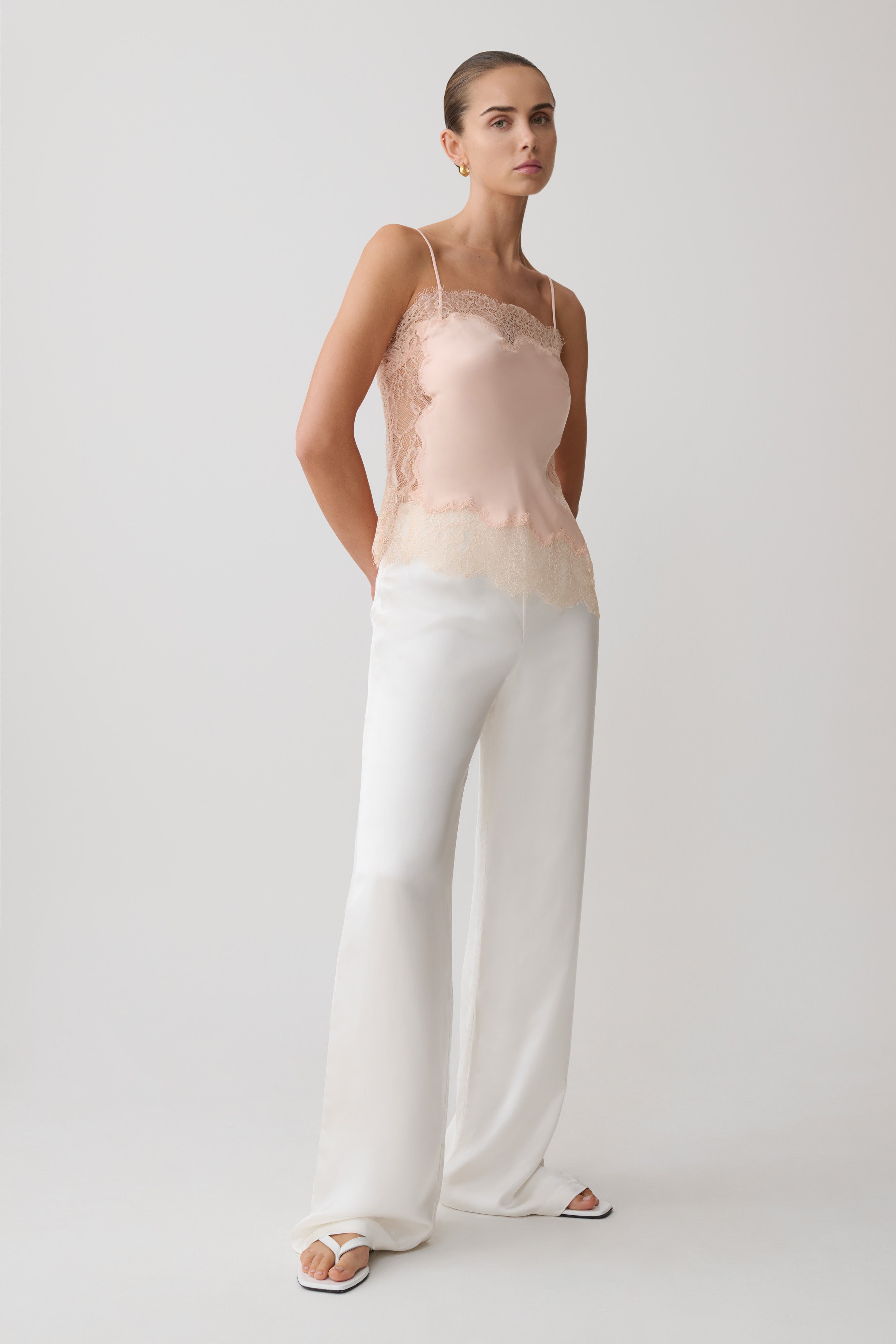 Miriam Satin & Lace Camisole - Peach | MESHKI