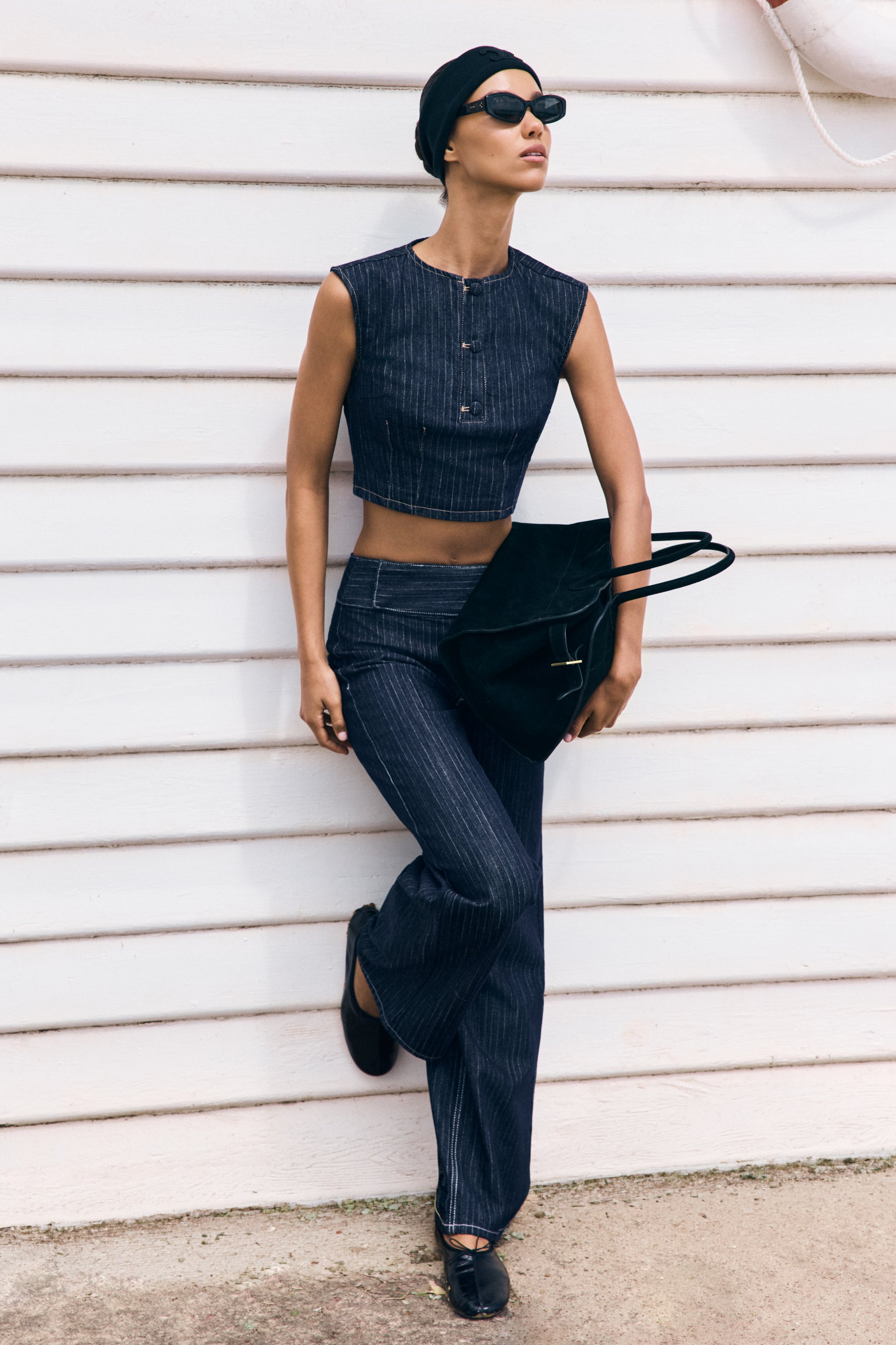 Loraine Sleeveless Denim Top - Indigo Pinstripe #9