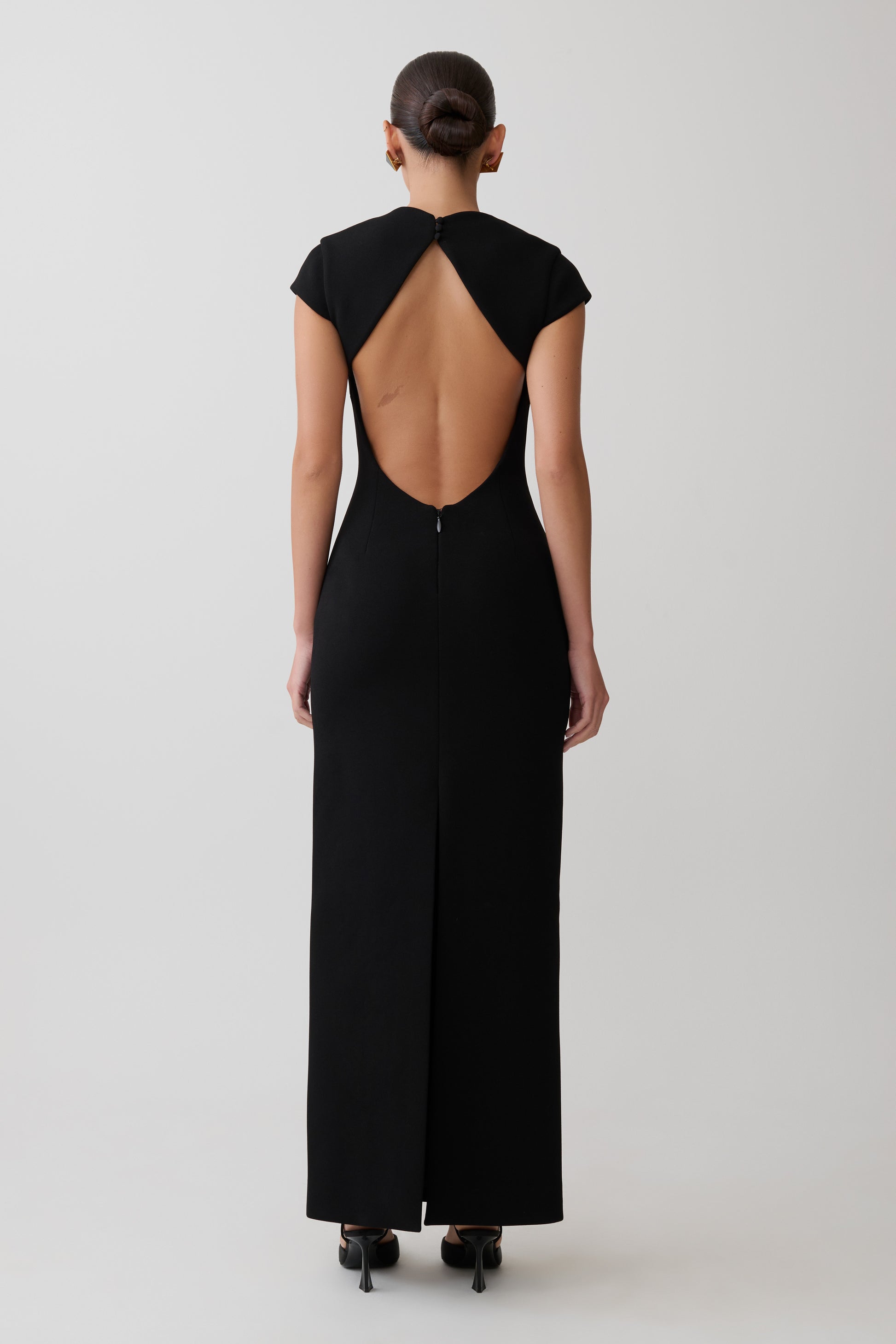 Briella V Neck Suiting Maxi Dress - Black #5