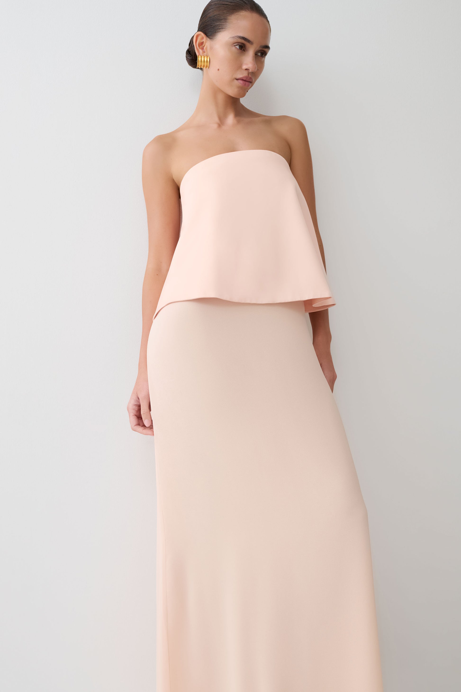 Sophia Satin Strapless Maxi Dress - Peach #6