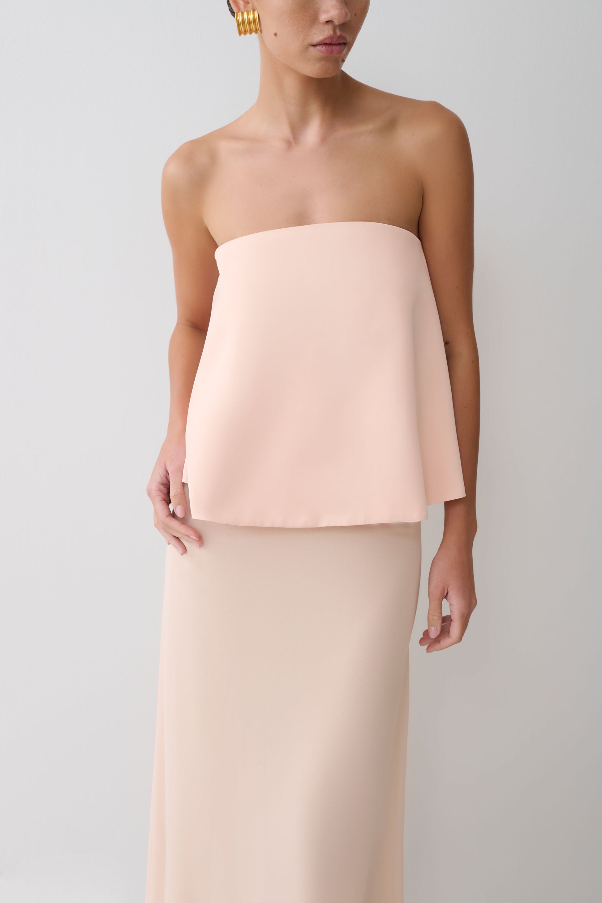 Sophia Satin Strapless Maxi Dress - Peach #3