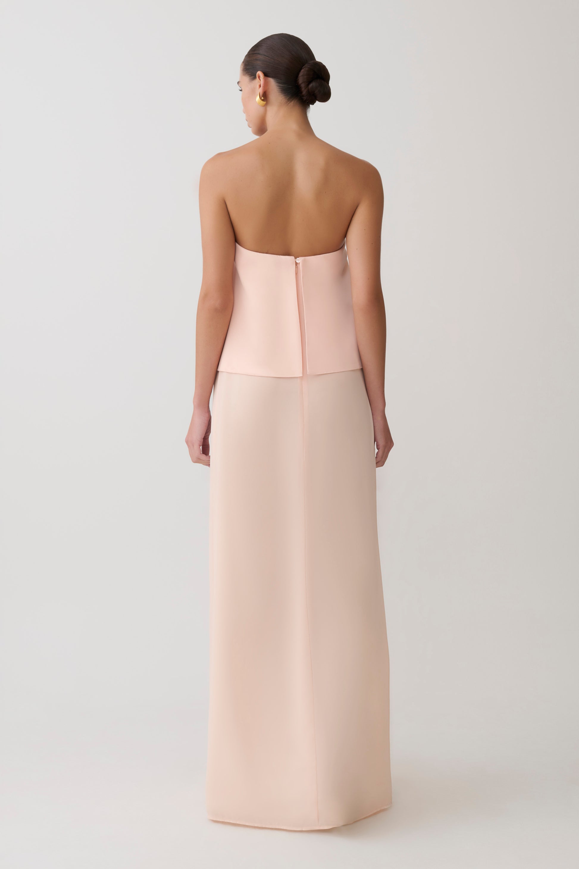 Sophia Satin Strapless Maxi Dress - Peach #2