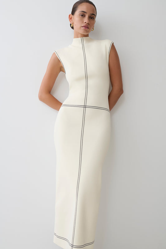 Malone Bandage Knit Midi Dress - Ivory
