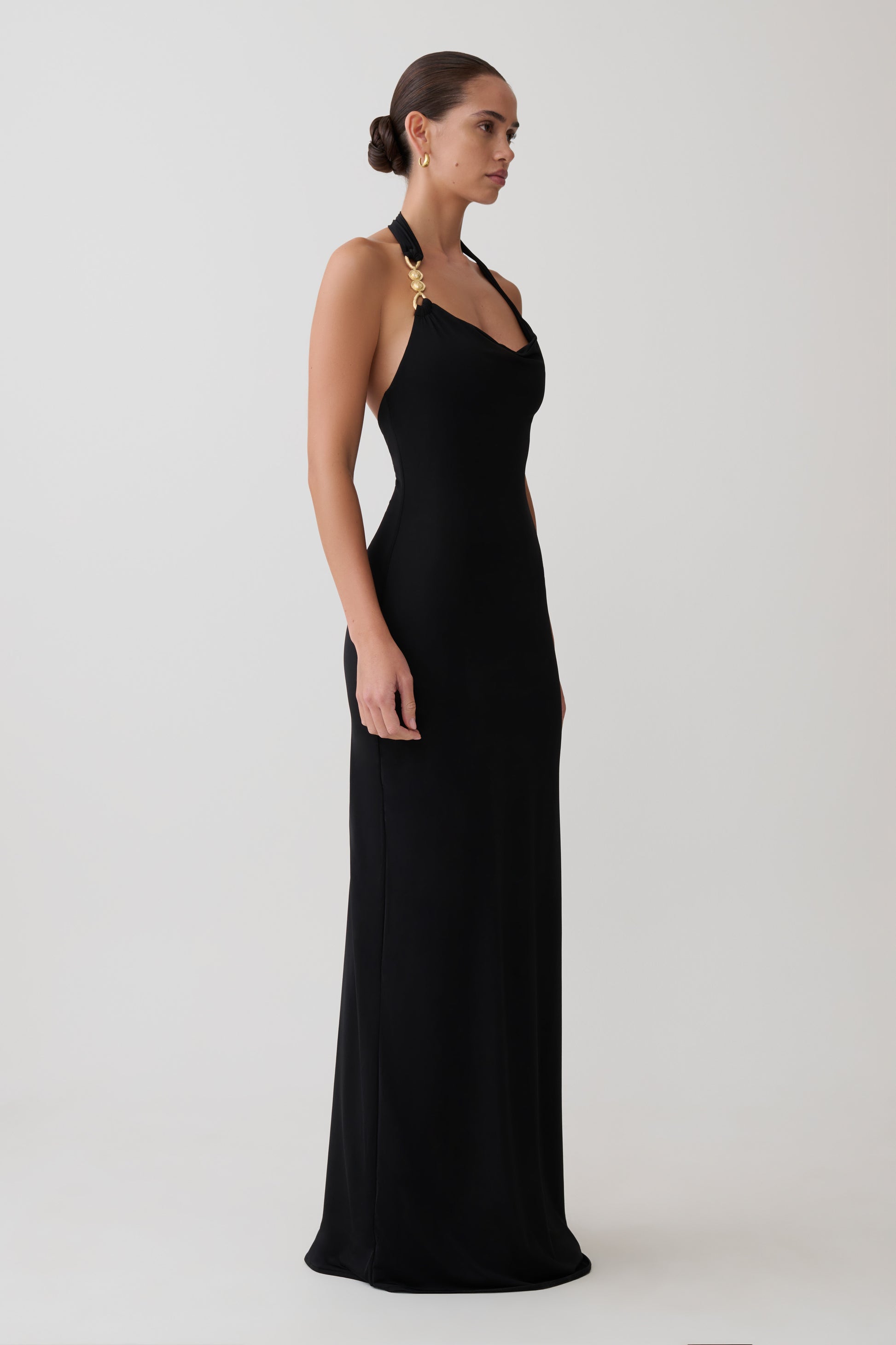 Khanh Slinky Halter Maxi Dress - Black #3