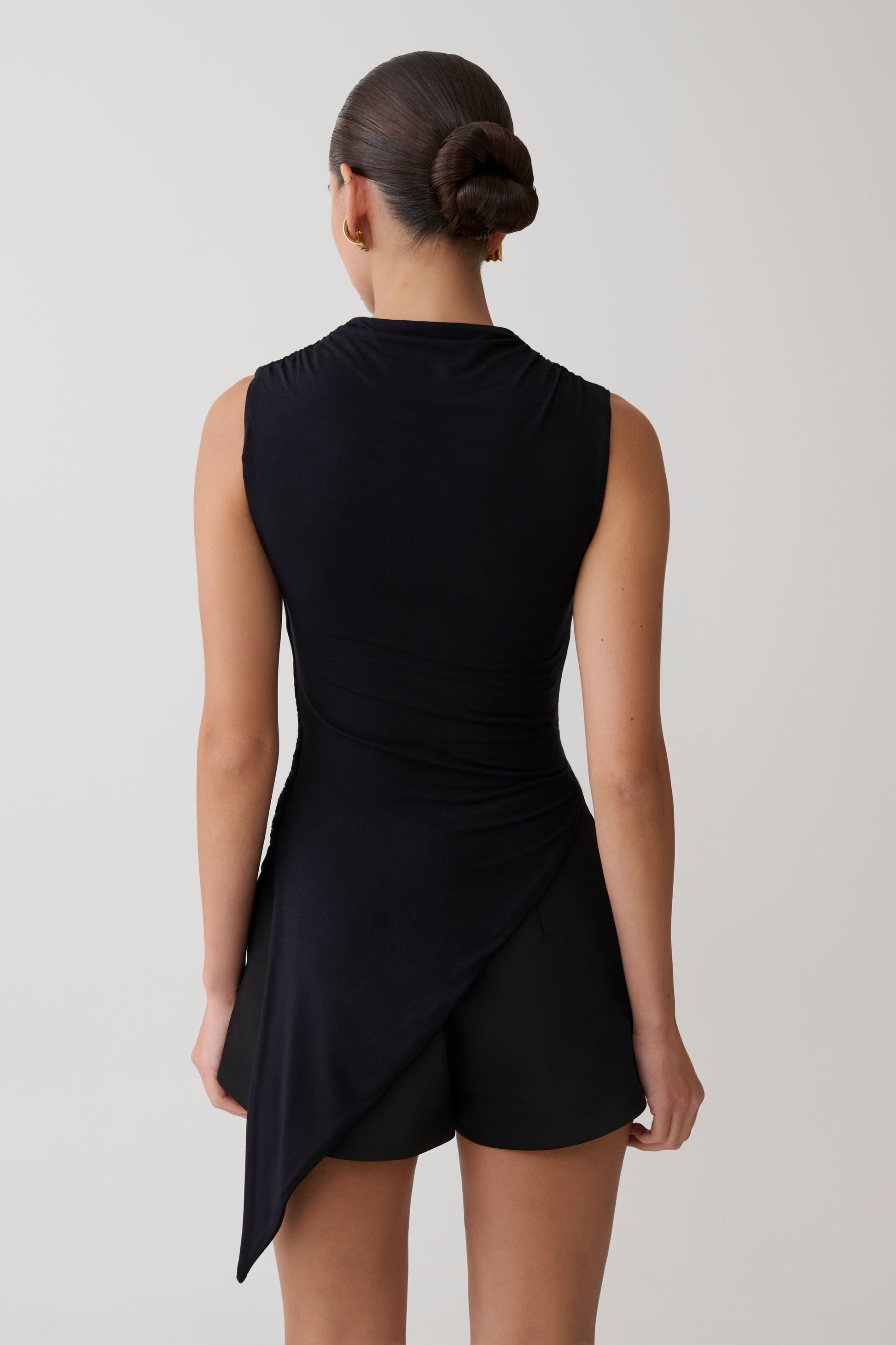Suong High Neck Gathered Top - Black #2