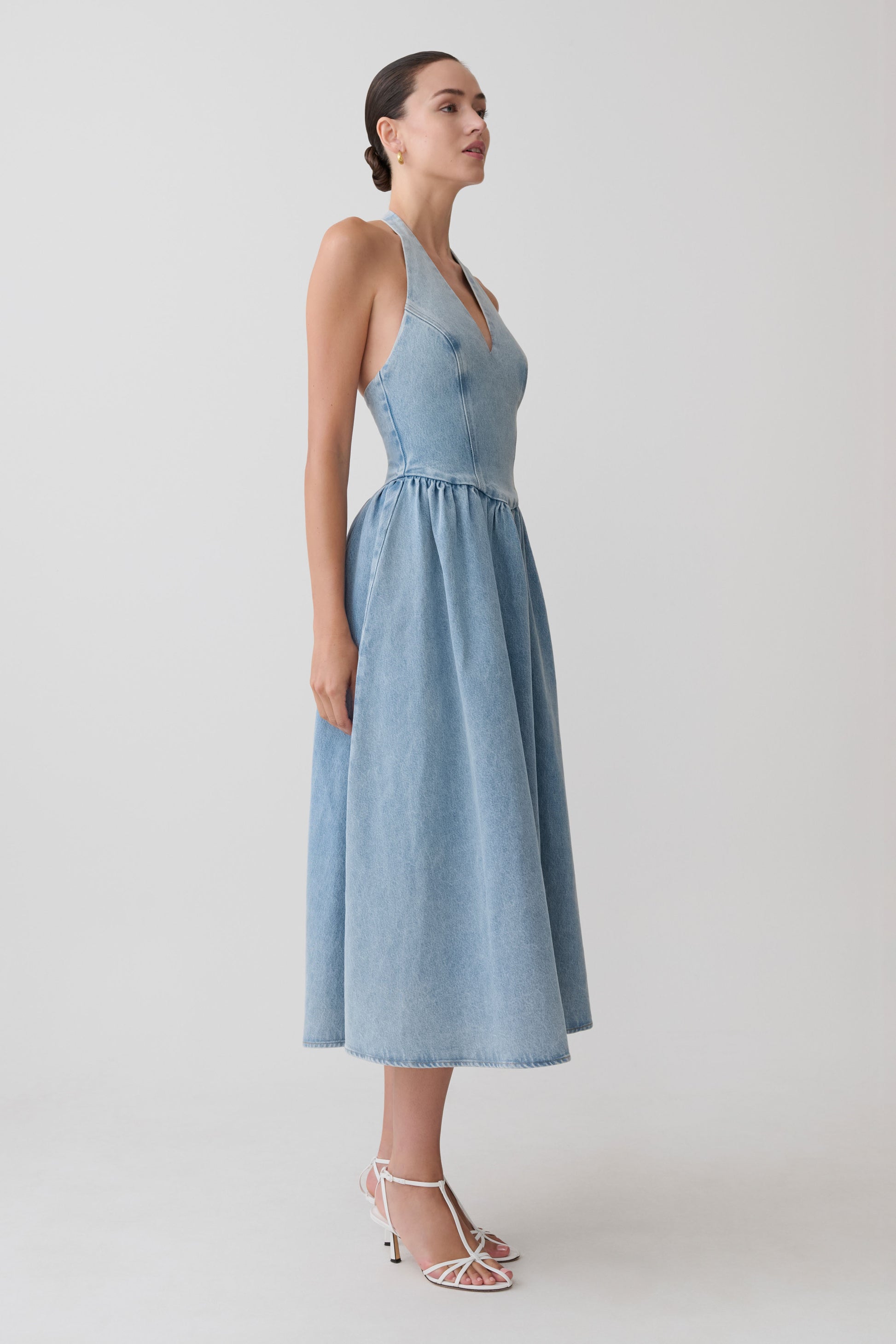 Miller Denim Halter Midi Dress - Classic Blue #4