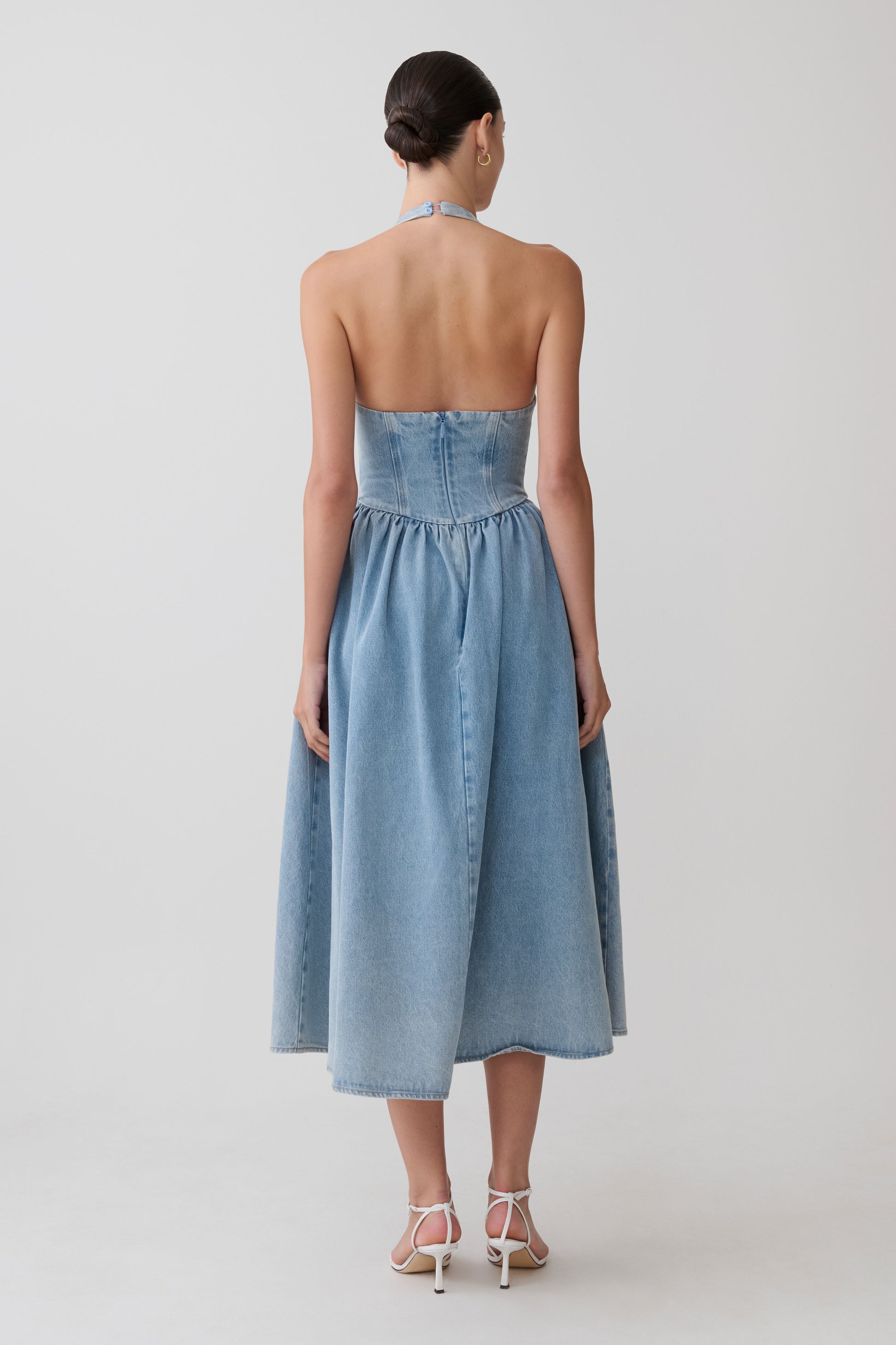 Miller Denim Halter Midi Dress - Classic Blue #2