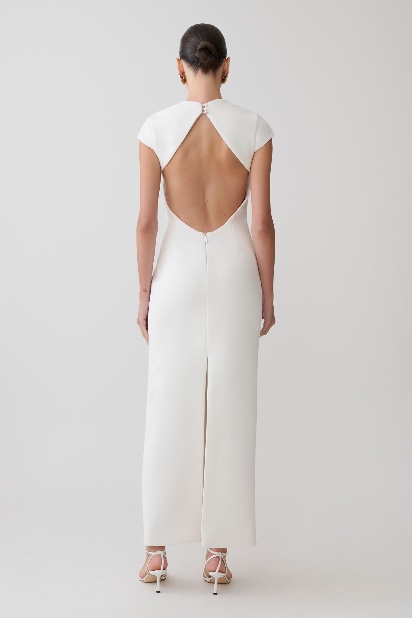 Briella V Neck Suiting Maxi Dress - Ivory