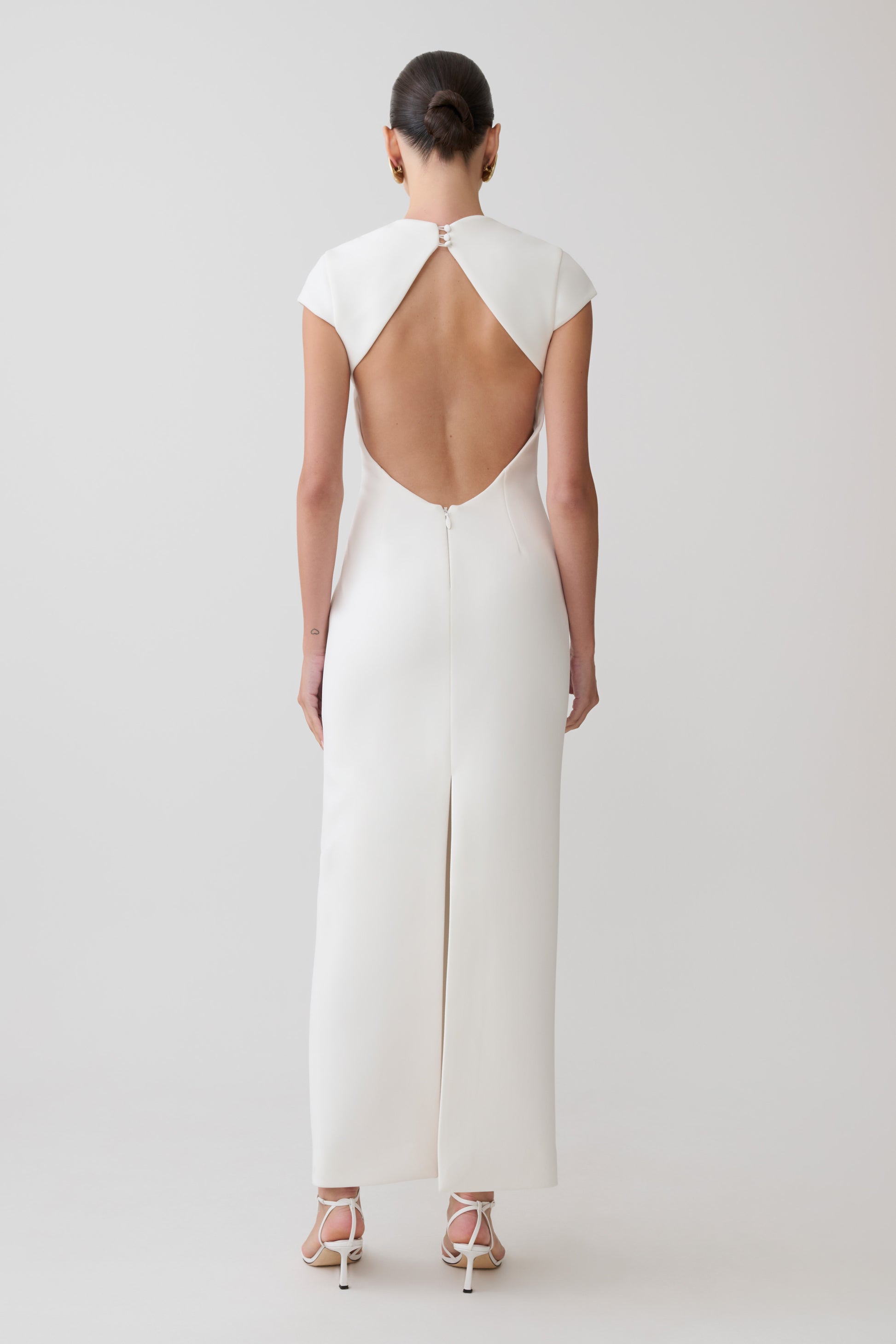 Briella V Neck Suiting Maxi Dress - Ivory #3
