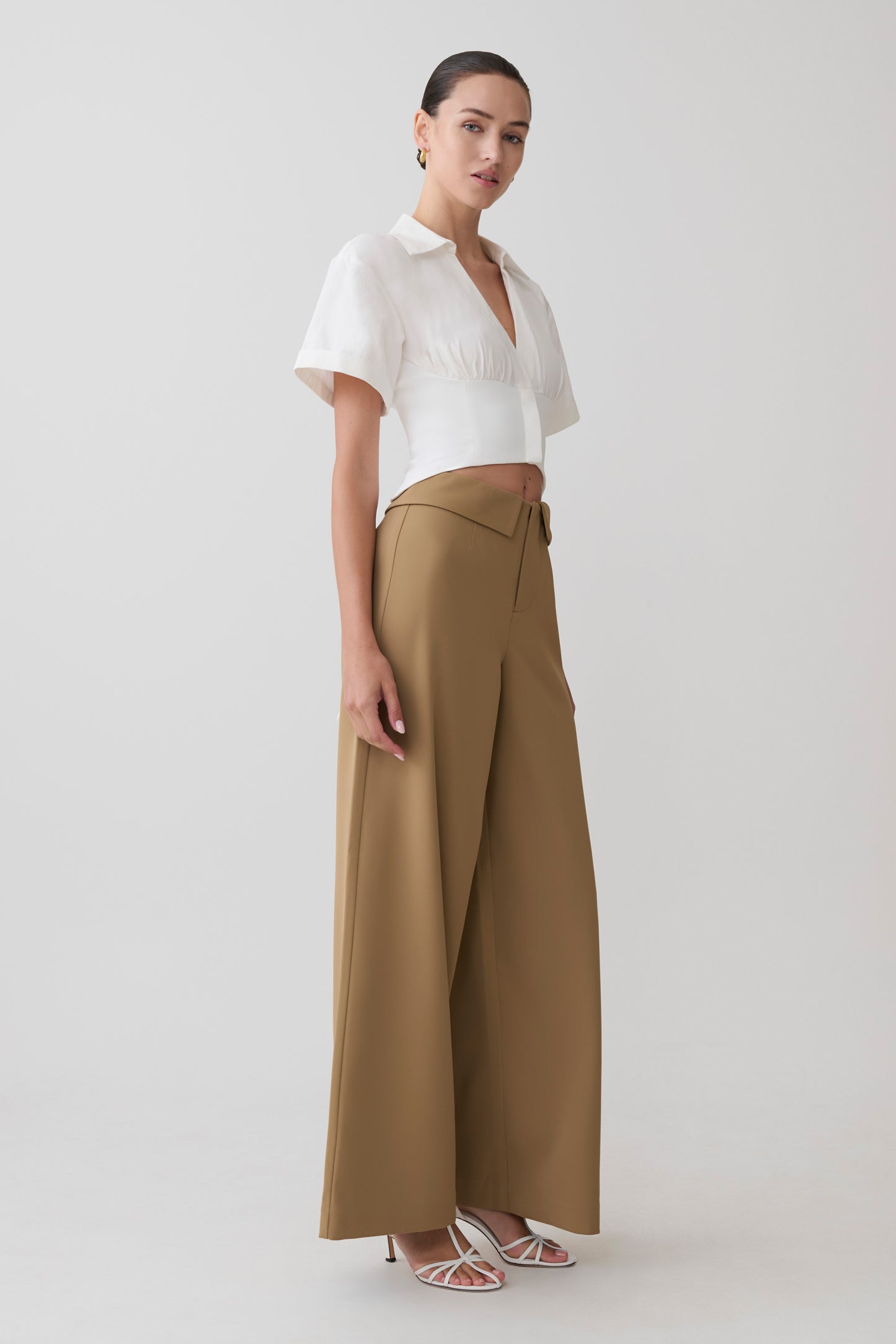 Tanya Wide Leg Suiting Pants - Camel