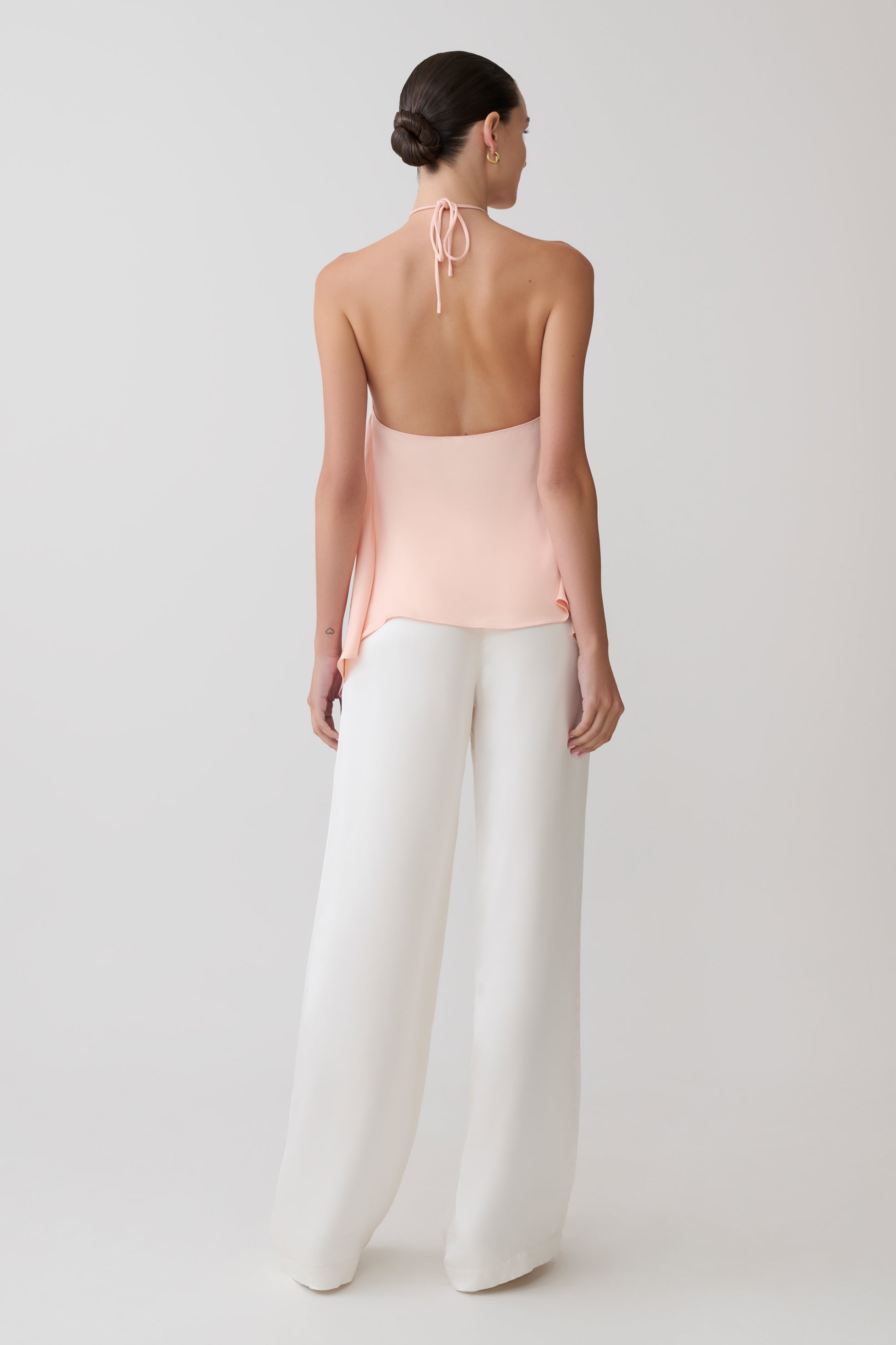Adelaide Draped Satin Halter Top - Peach #6