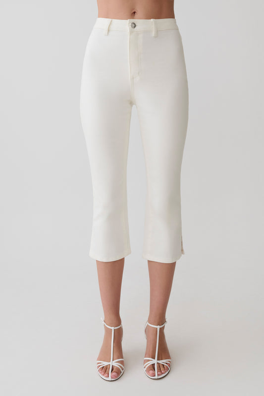Mary Denim Capris - White