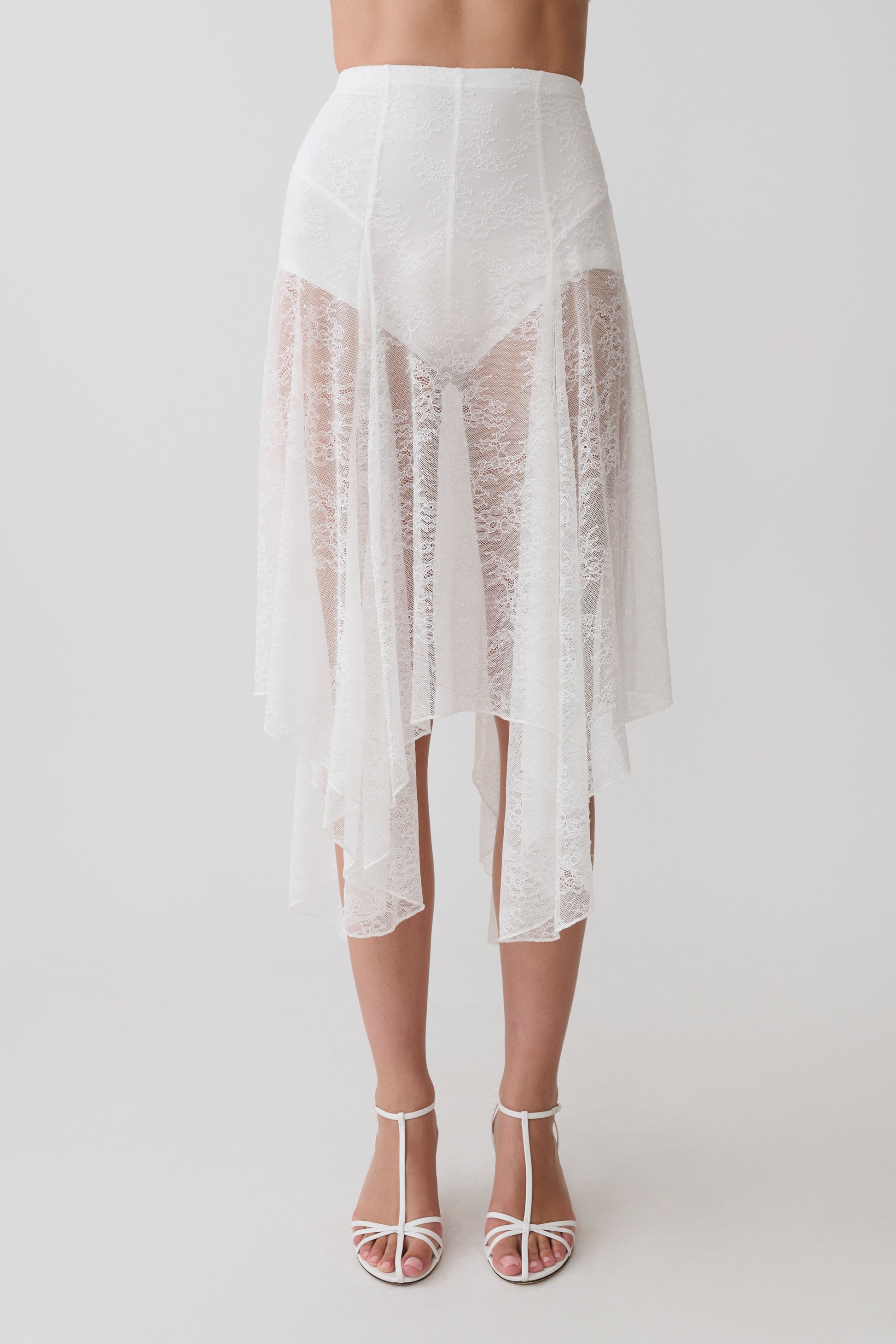 Haime Lace Hankie Midi Skirt - Ivory #3