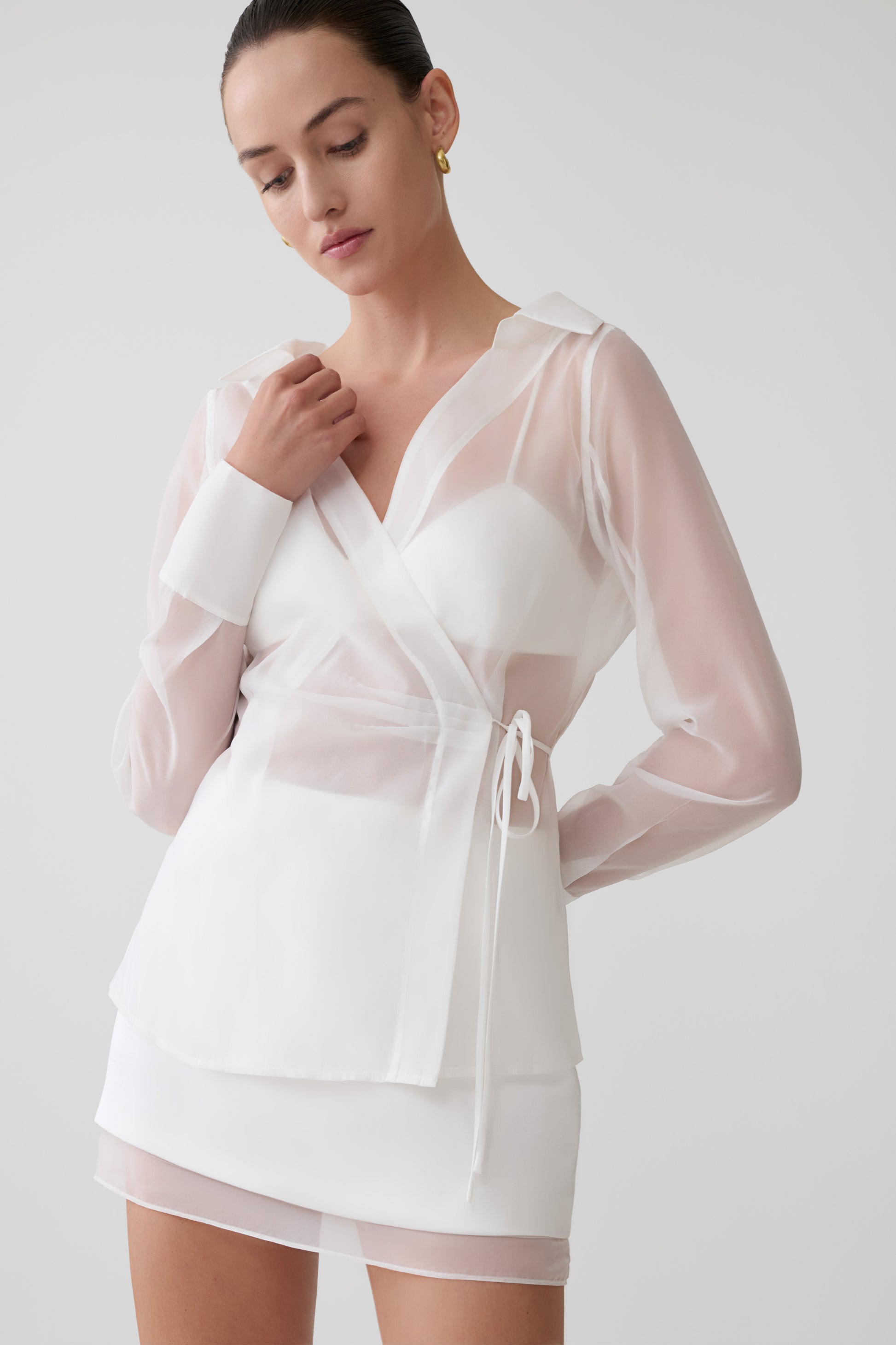 Frankie Satin Mini Skirt - White #9