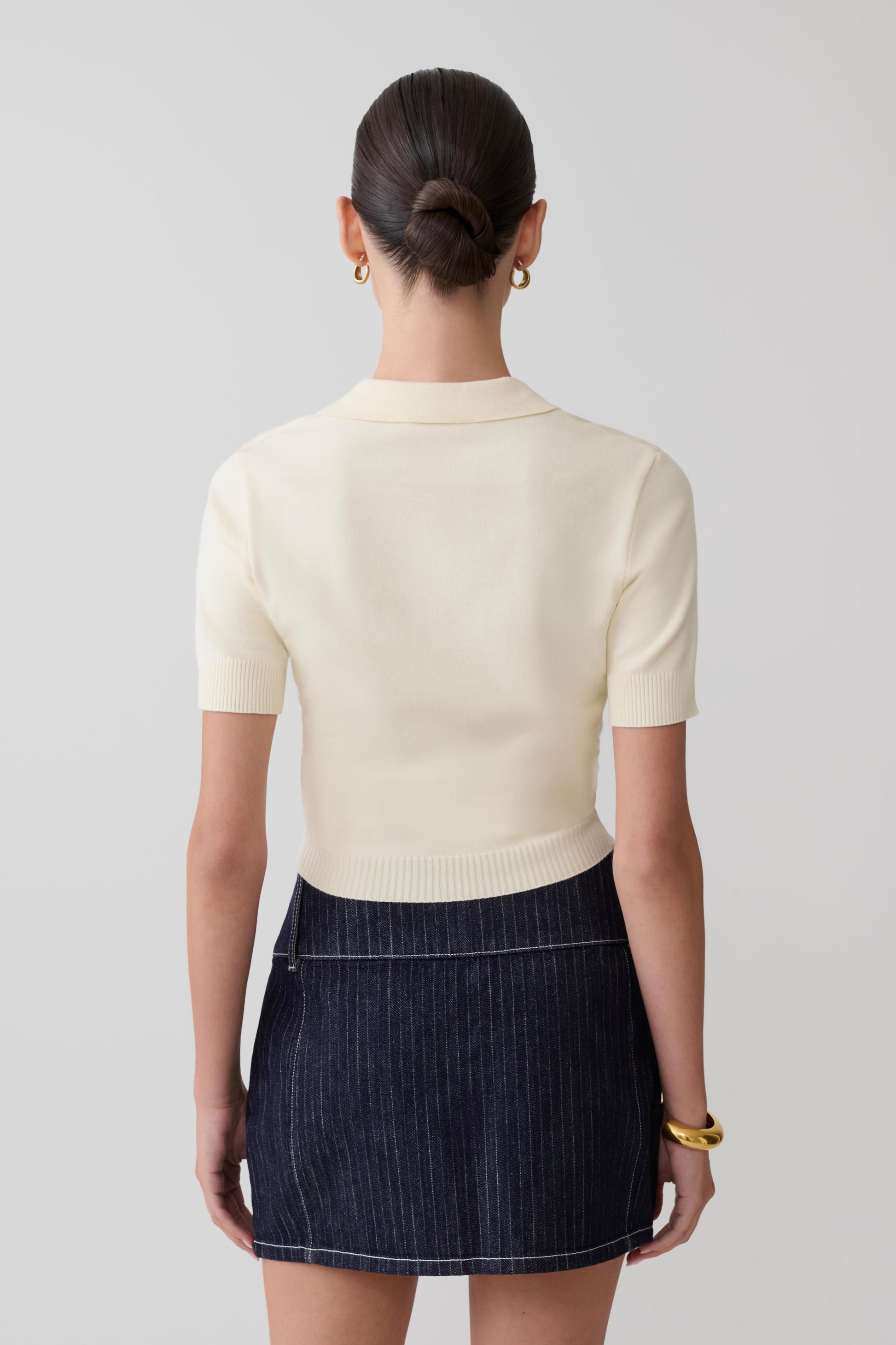 Loraine Mid Rise Denim Mini Skirt - Indigo Pinstripe #6
