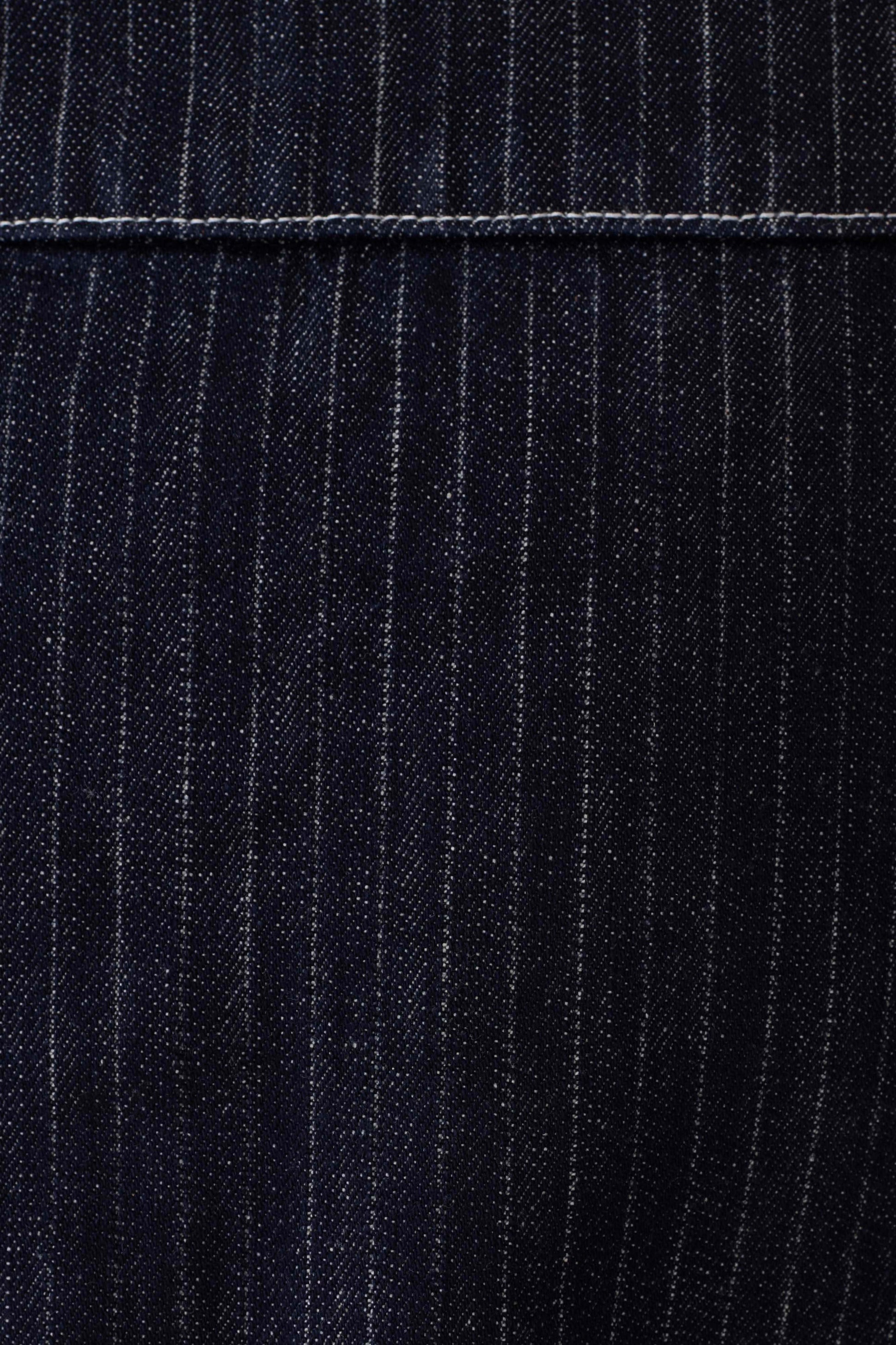Loraine Mid Rise Denim Mini Skirt - Indigo Pinstripe #10