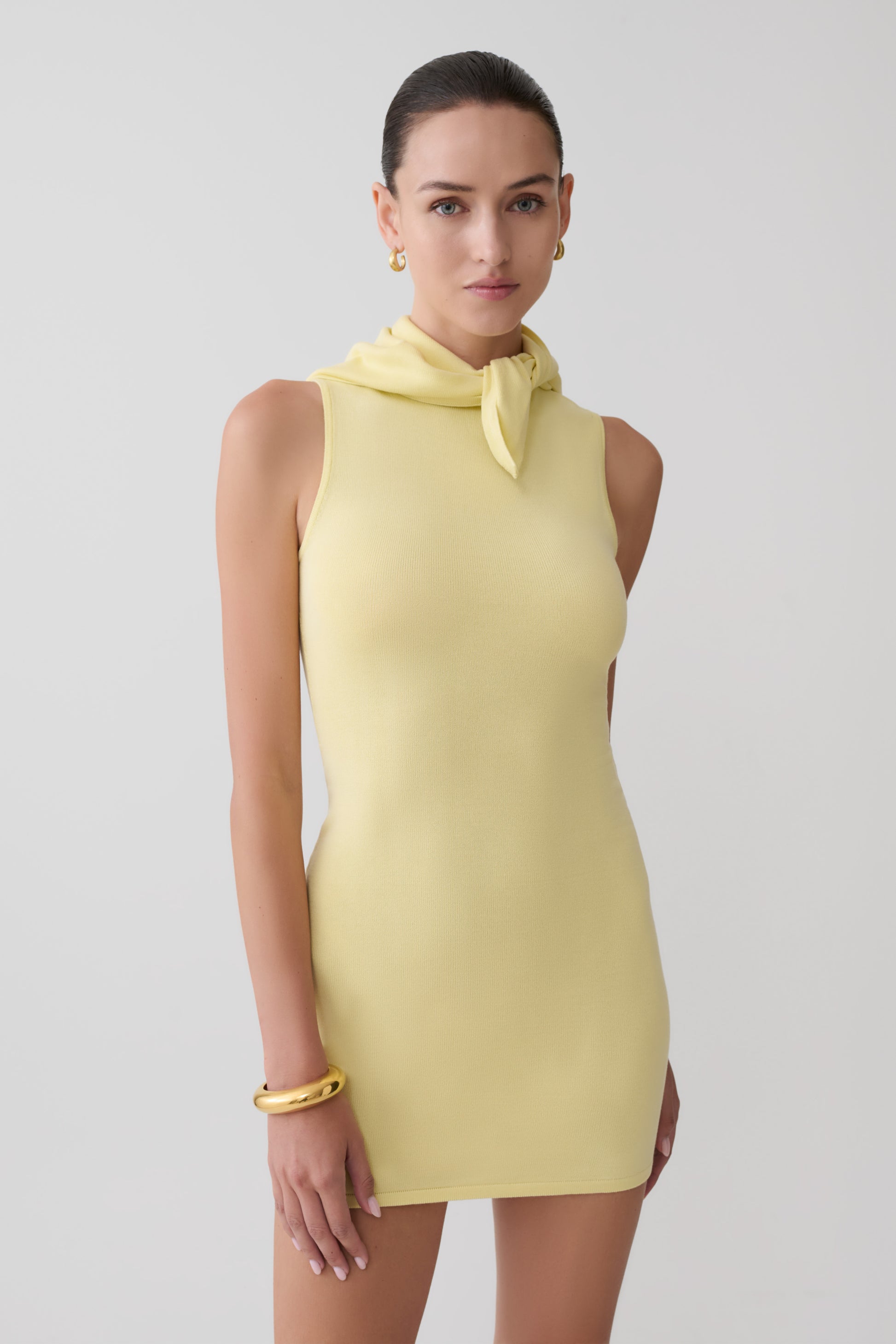 Amilee Scarf Knit Mini Dress - Lemon