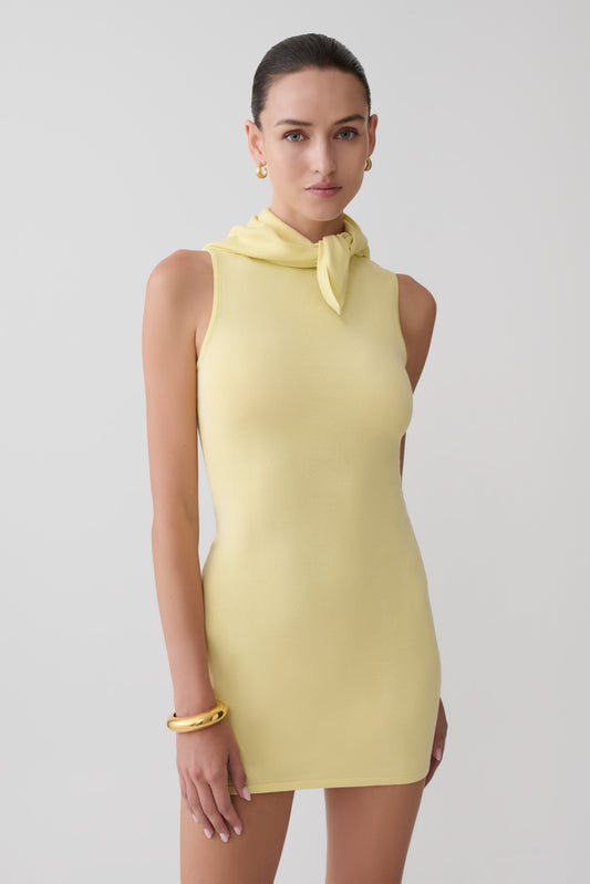 Amilee Scarf Knit Mini Dress - Lemon
