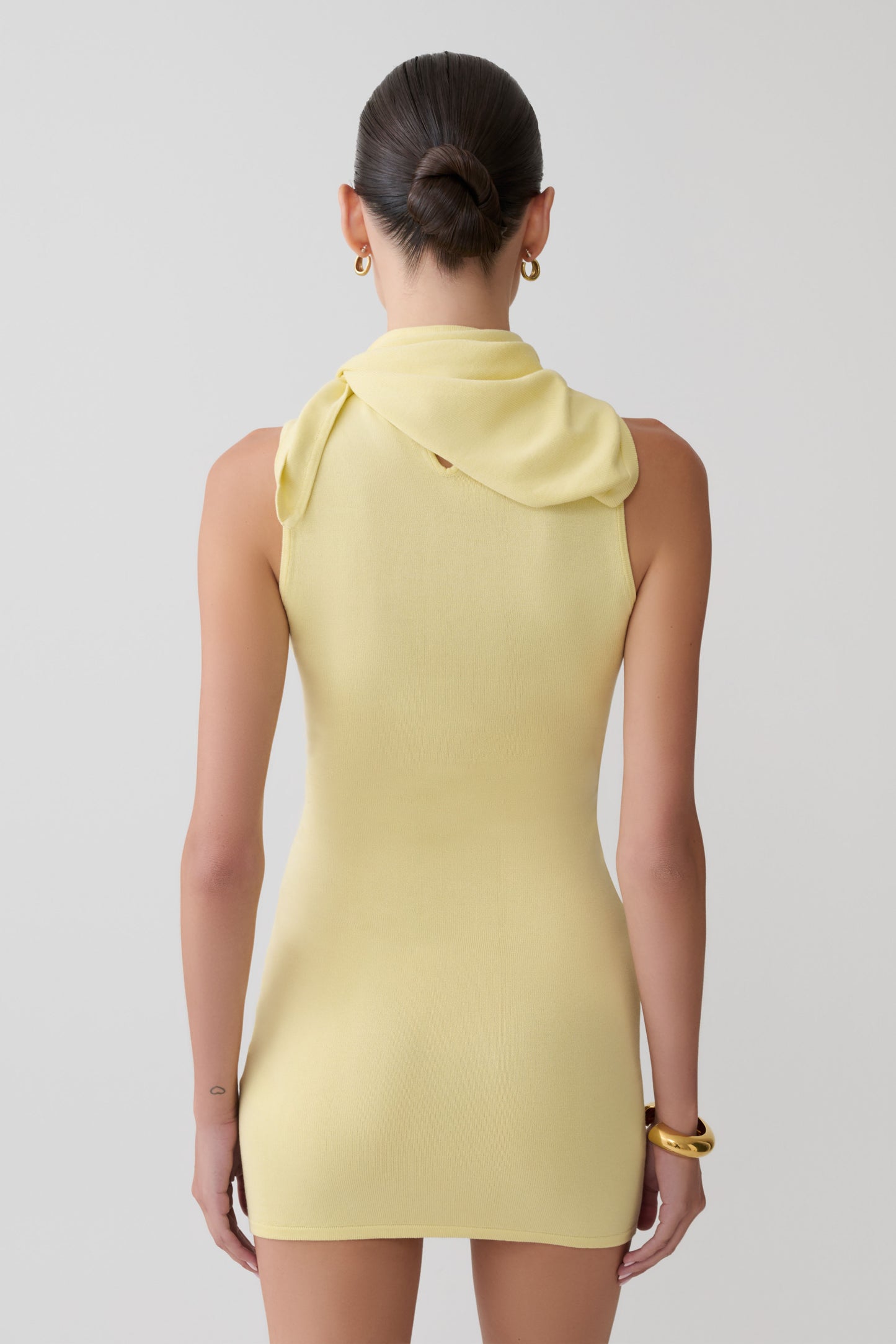 Amilee Scarf Knit Mini Dress - Lemon