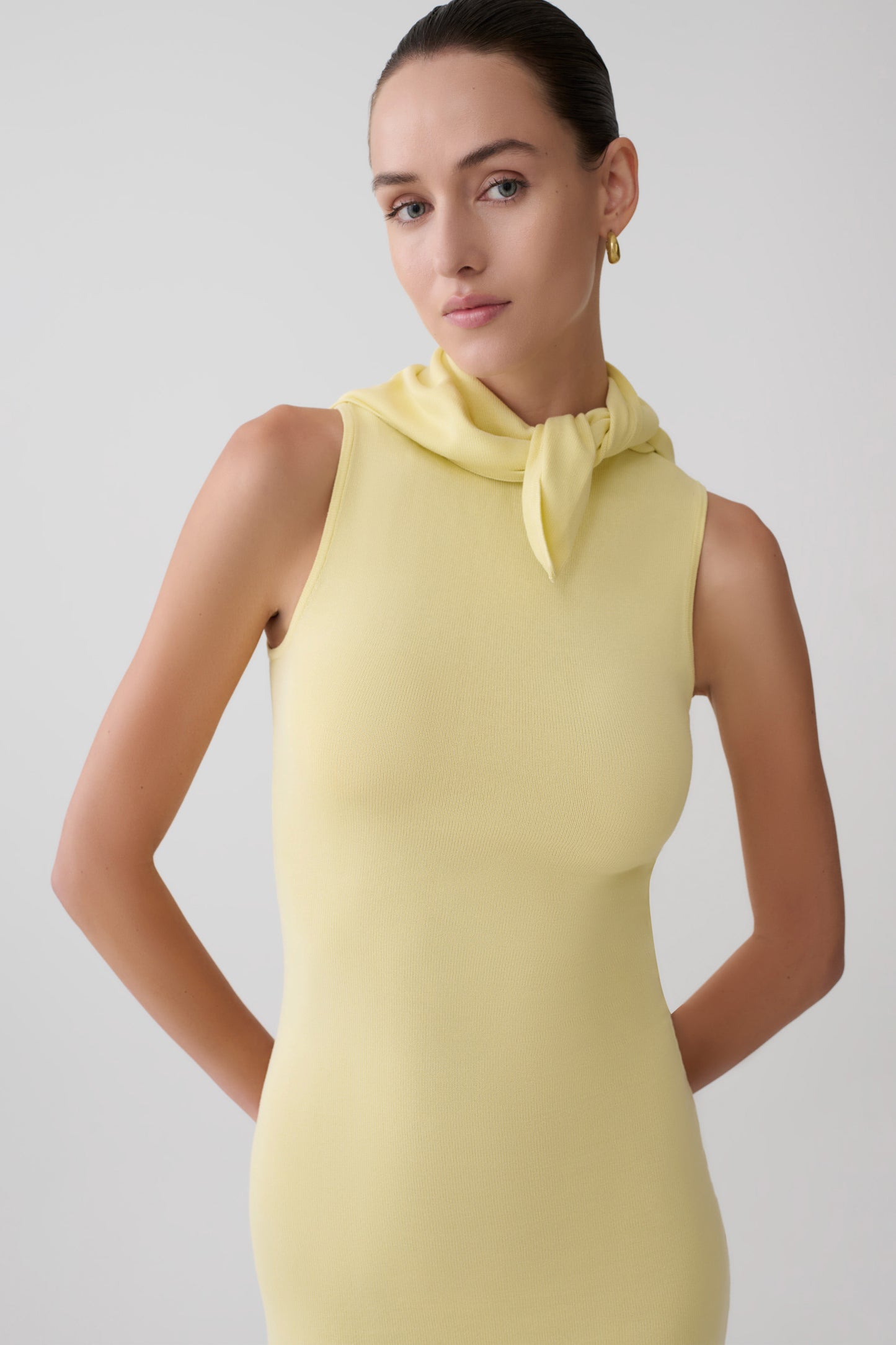 Amilee Scarf Knit Mini Dress - Lemon