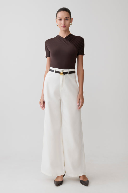 Shae Wide Leg Denim Jeans - White