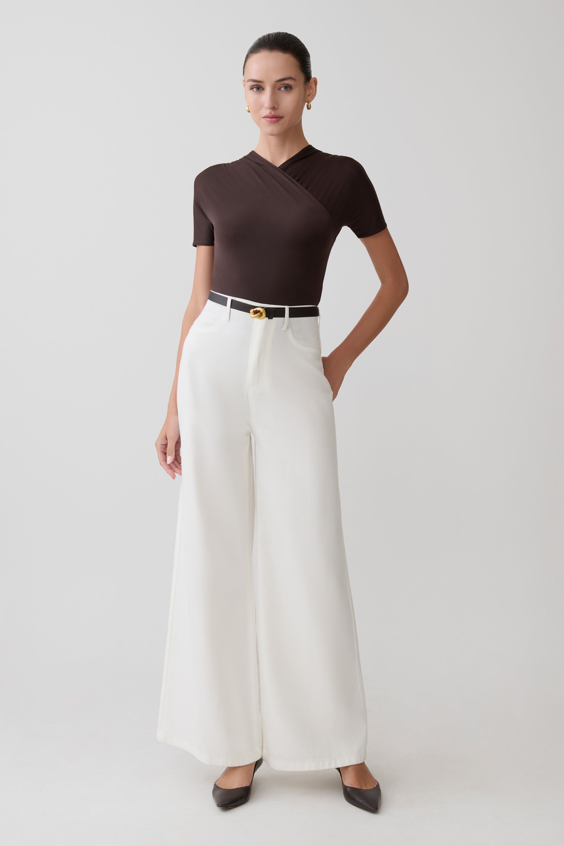 Shae Wide Leg Denim Jeans - White #4