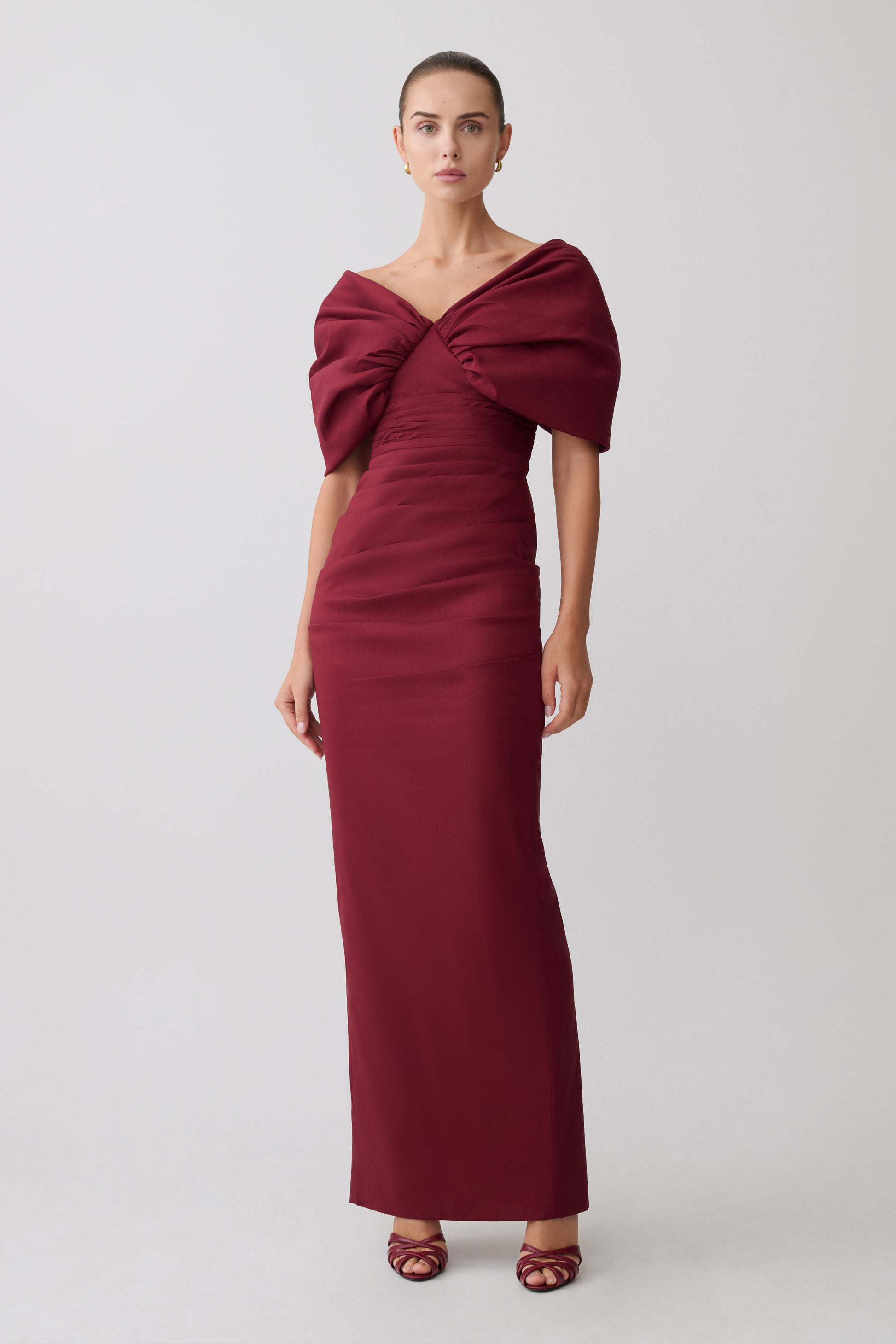 Thelma Bardot Maxi Dress - Wine #4