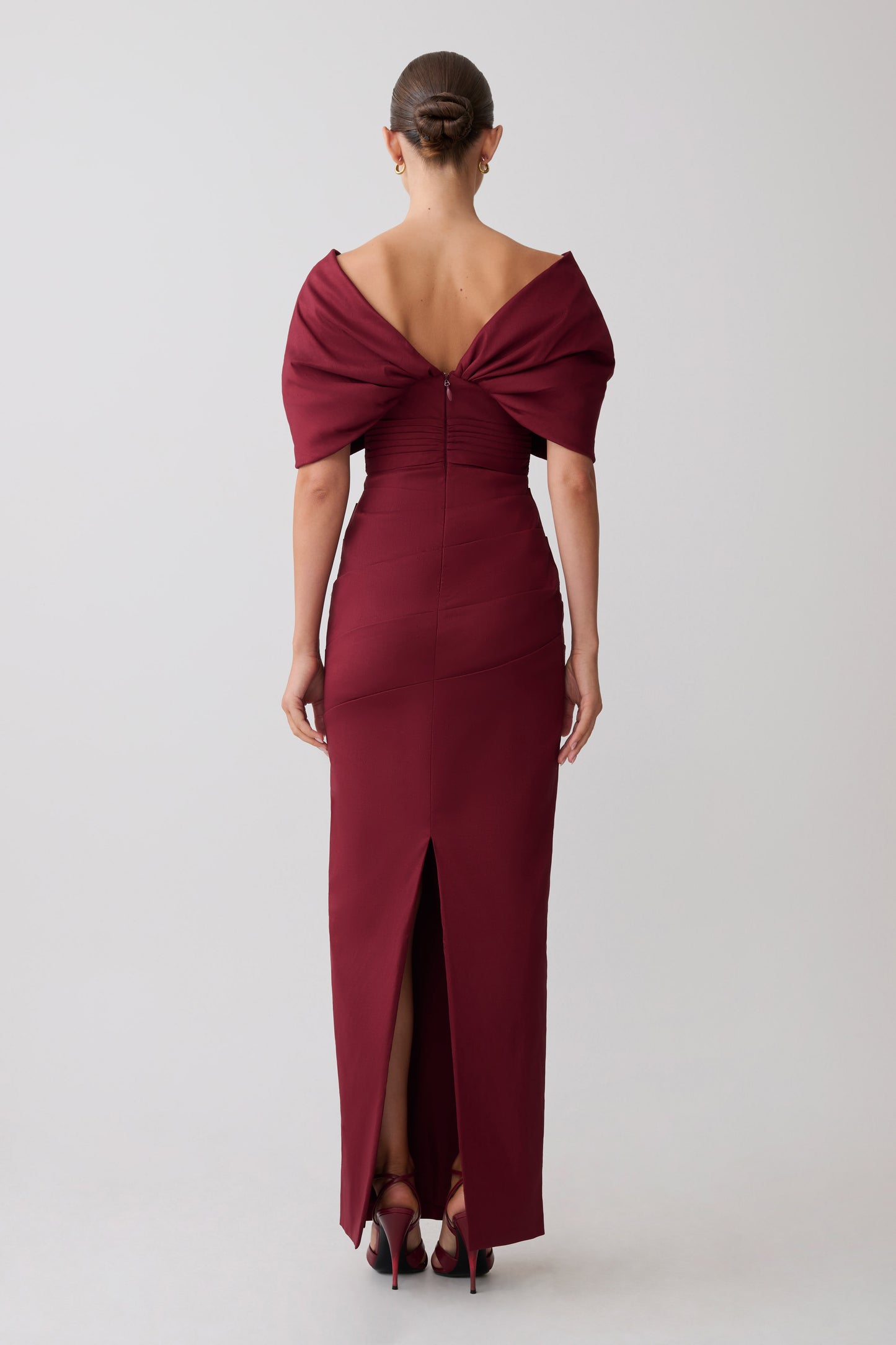 Thelma Bardot Maxi Dress - Wine