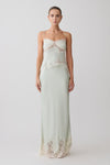 Nina Satin And Lace Maxi Skirt - Sage