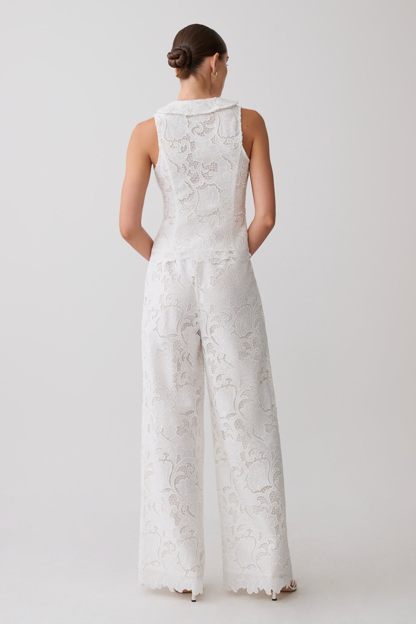 Tessa Broderie Straight Leg Pants - White