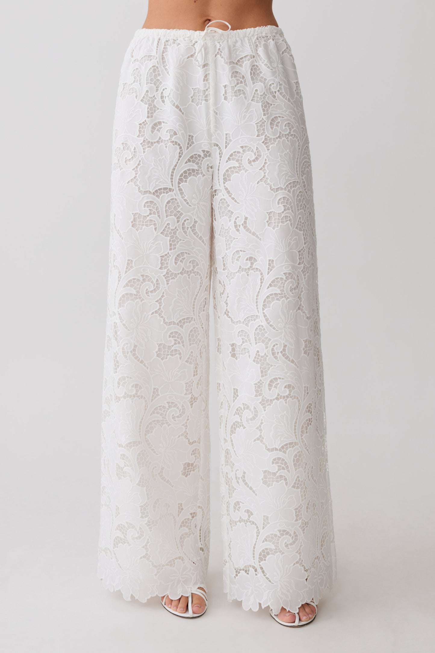 Tessa Broderie Straight Leg Pants - White
