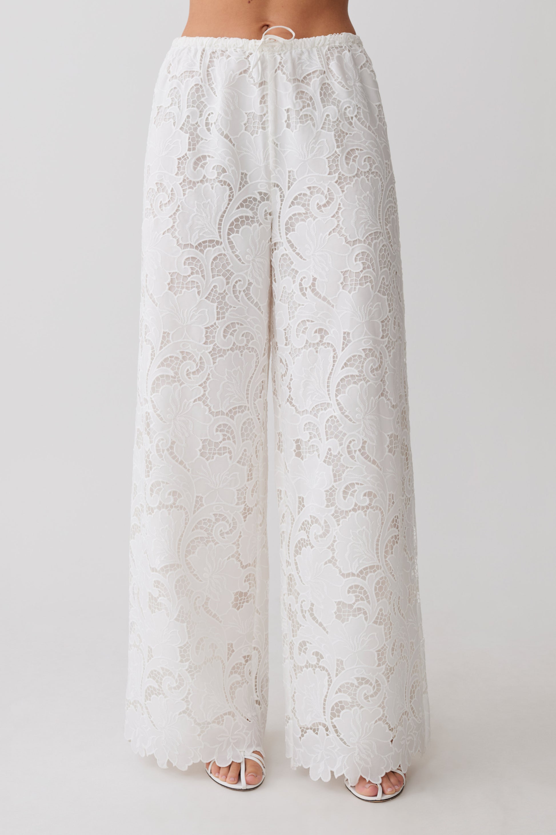 Tessa Broderie Straight Leg Pants - White #4